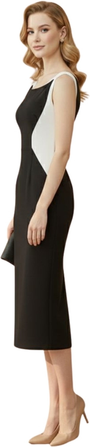 Image of ATHENA Women Bodycon Black Midi /Calf Length Dress