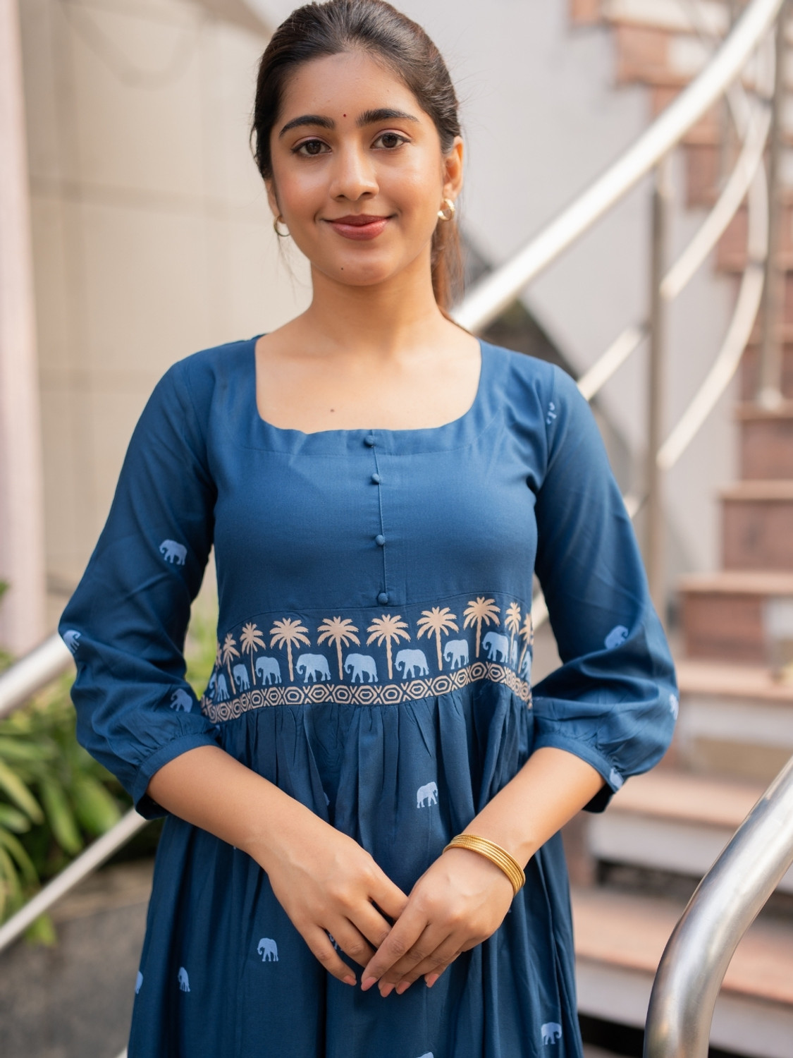 Image of hayclothing Women A-line Blue Maxi /Full Length Dress