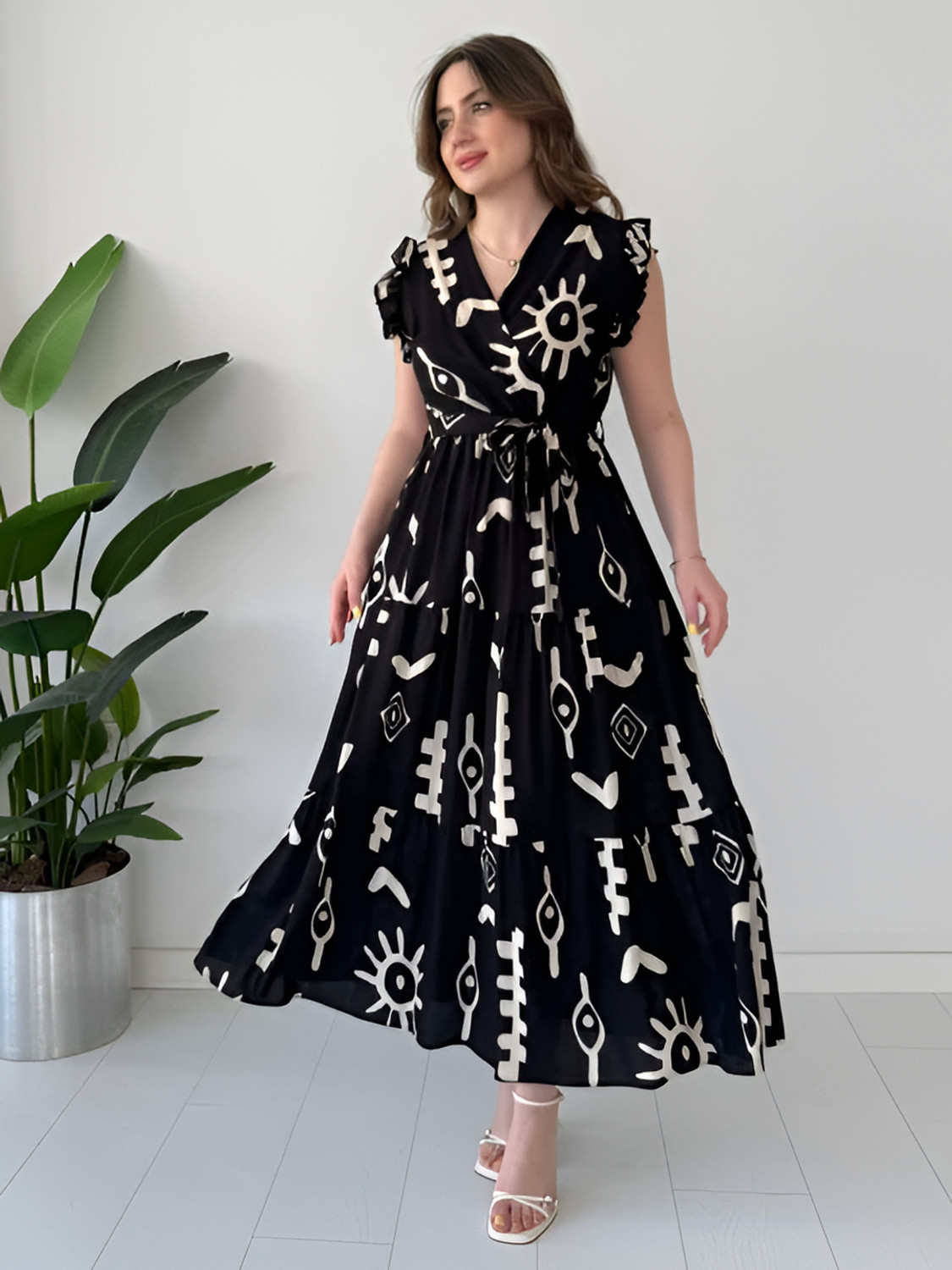 Image of ZWERLON Women Fit and Flare Black Ankle Length Dress