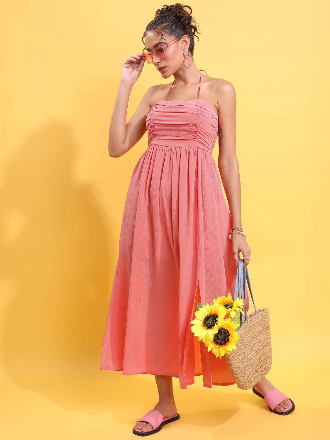Tokyo Talkies Women Pink Maxi Dress - Image 3