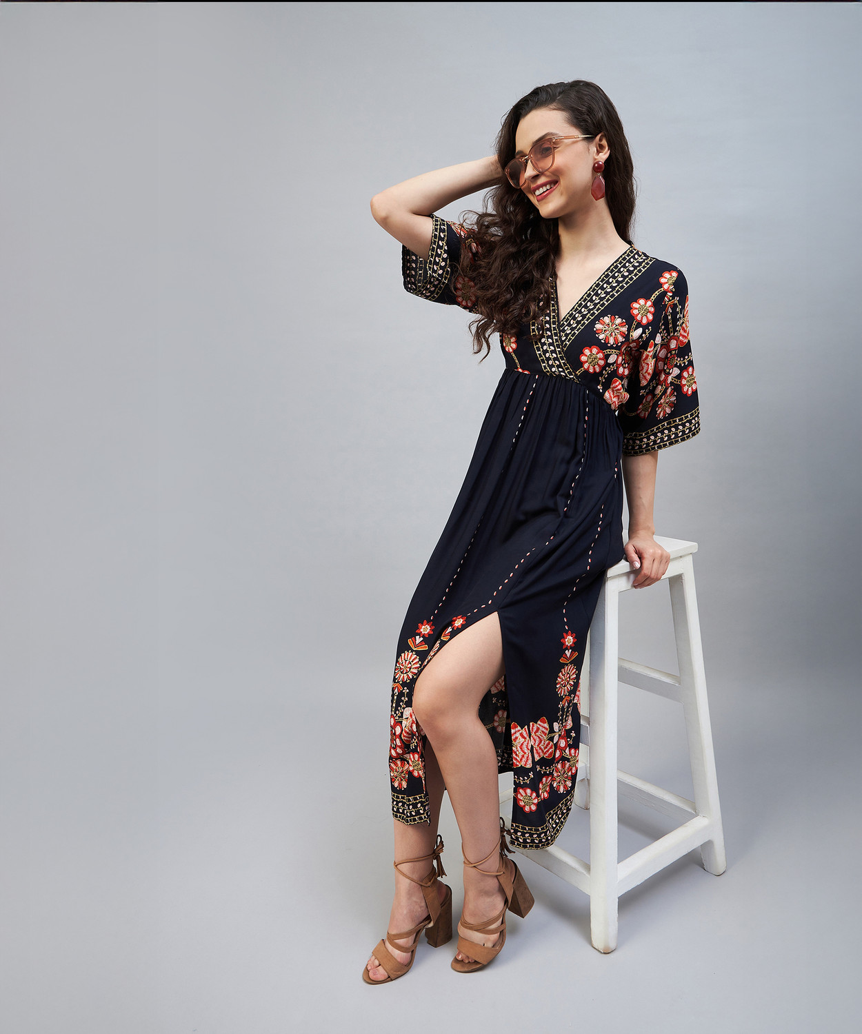Image of STYLESTONE Women Maxi Multicolor Midi /Calf Length Dress