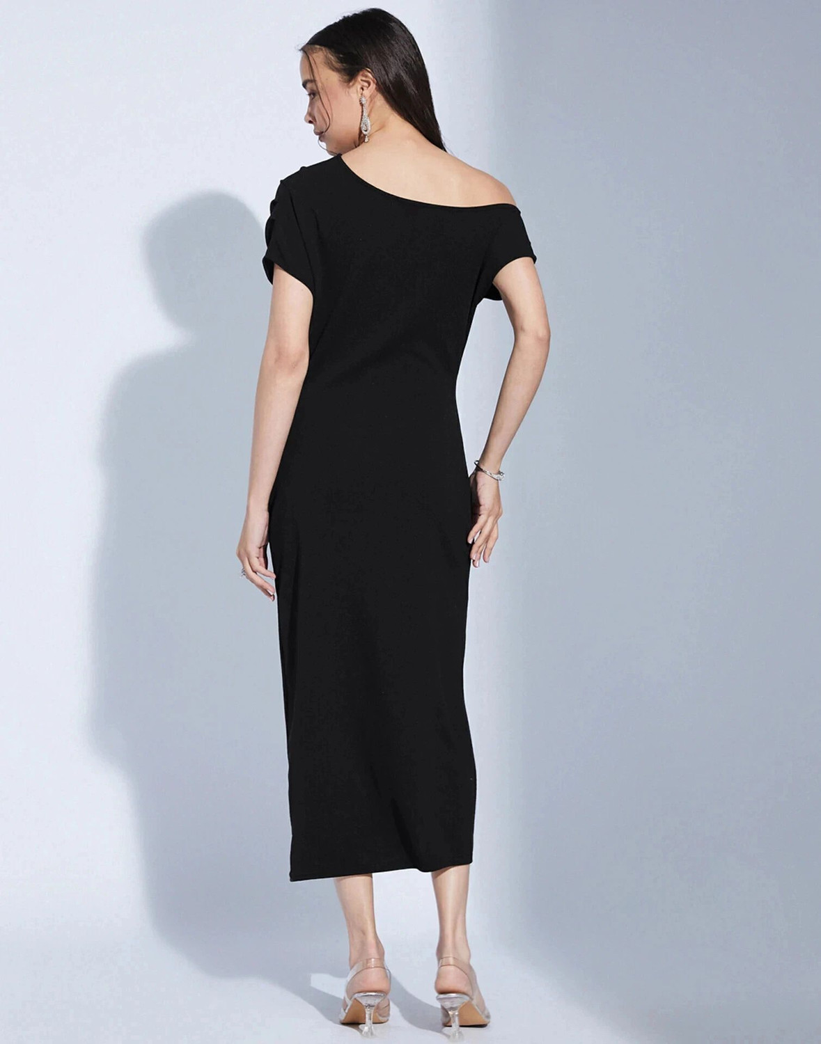 Image of Selvia Women Bodycon Black Midi /Calf Length Dress