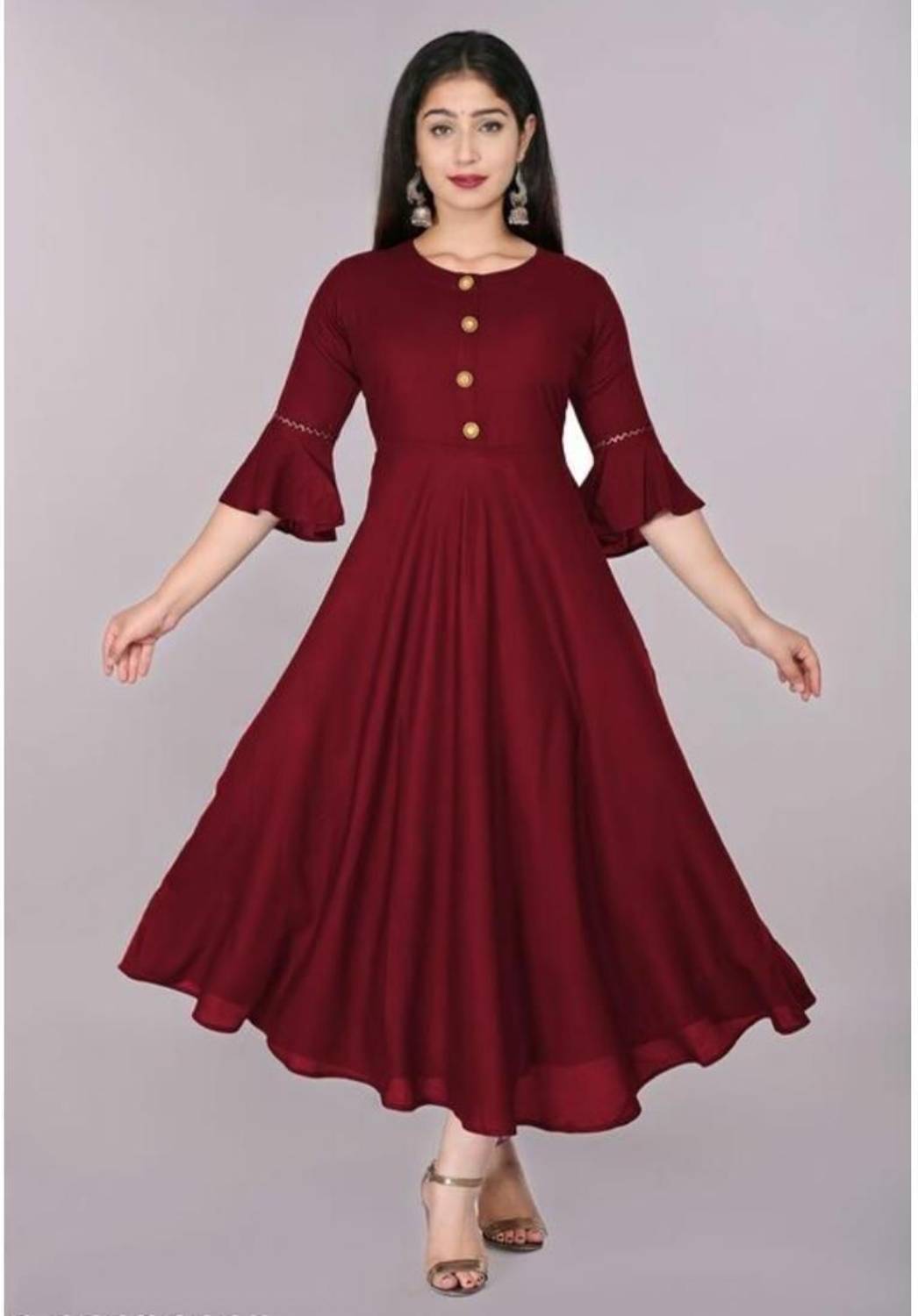Alastar Women A-line Maroon Midi/Calf Length Dress