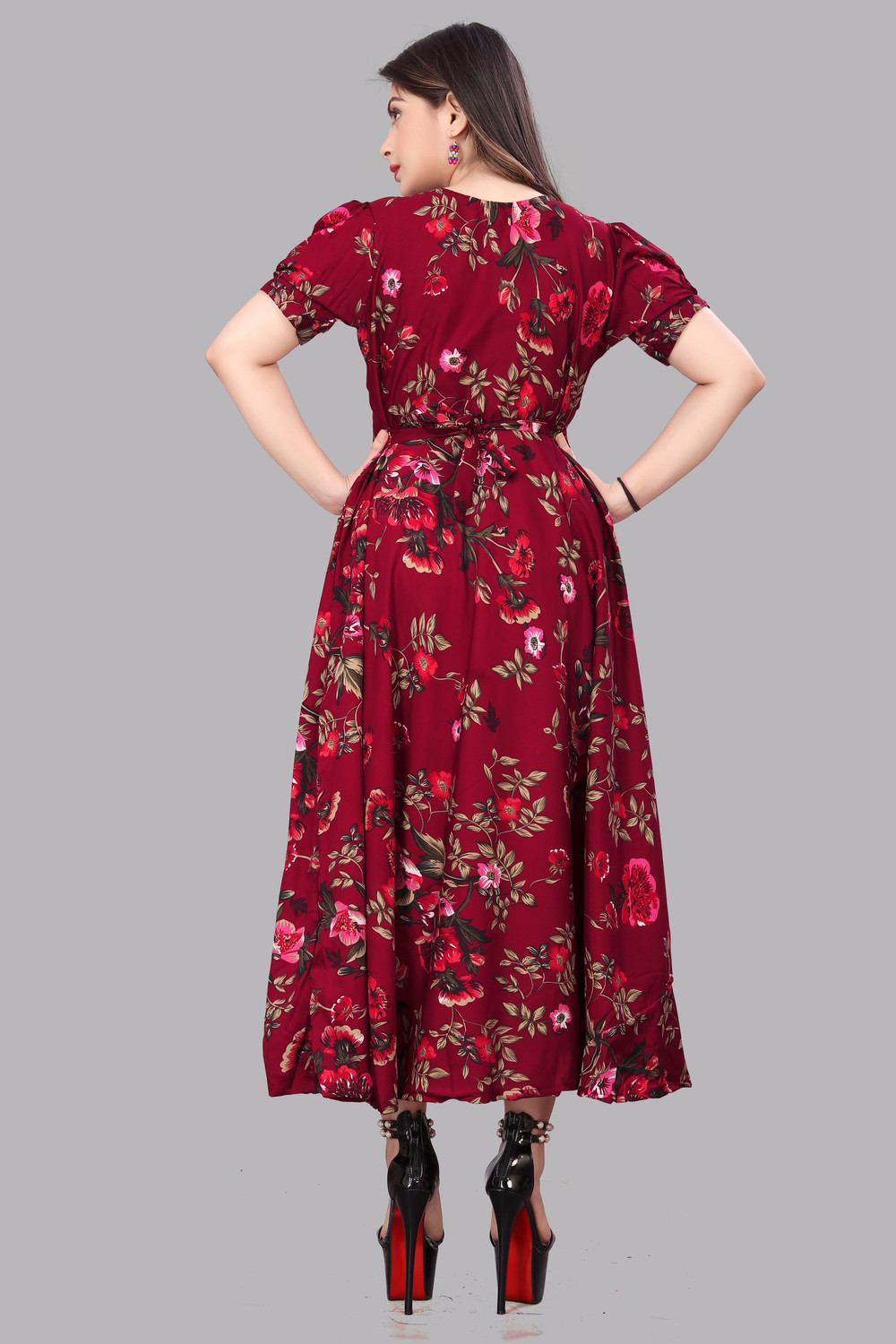 Image of ZOPDI Women A-line Multicolor Maxi /Full Length Dress