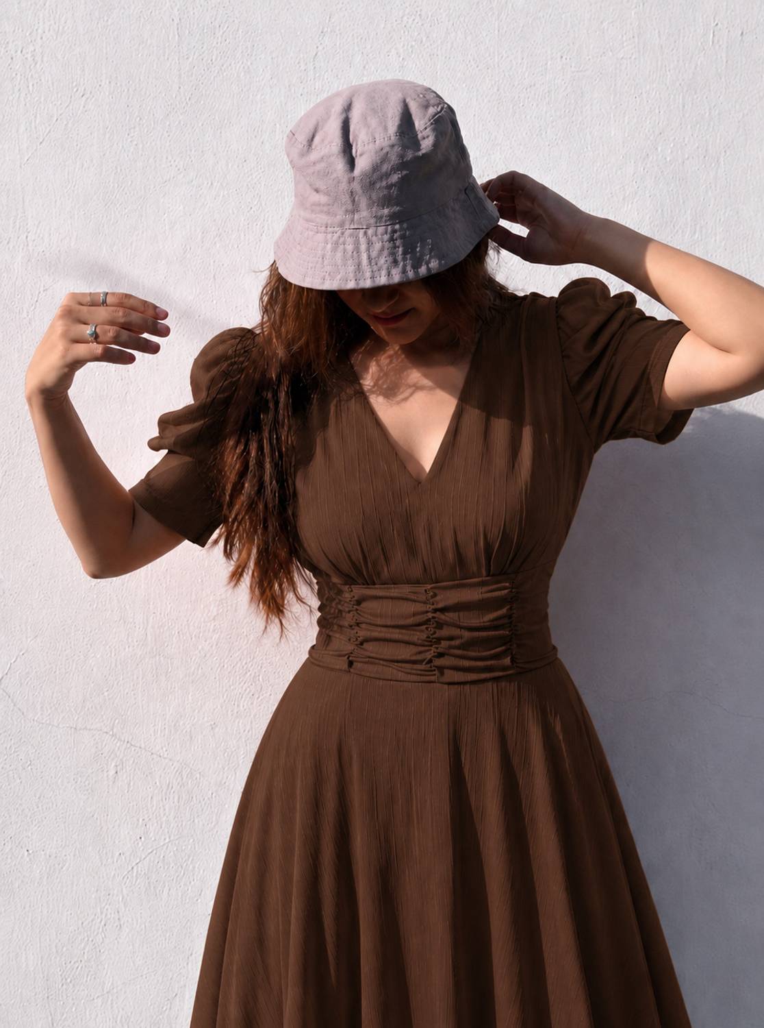 METRONAUT Women Fit and Flare Brown Ankle Dress - Image 2