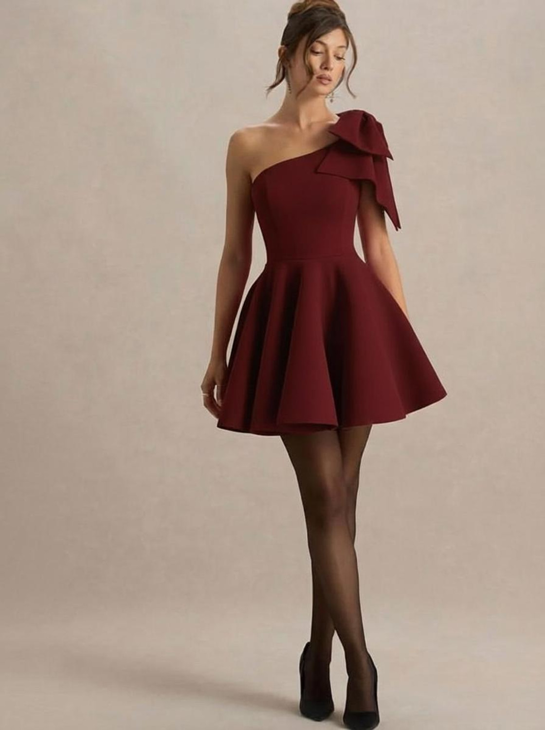 Image of Fashion Street London Women Fit and Flare Maroon Mini /Short Dress
