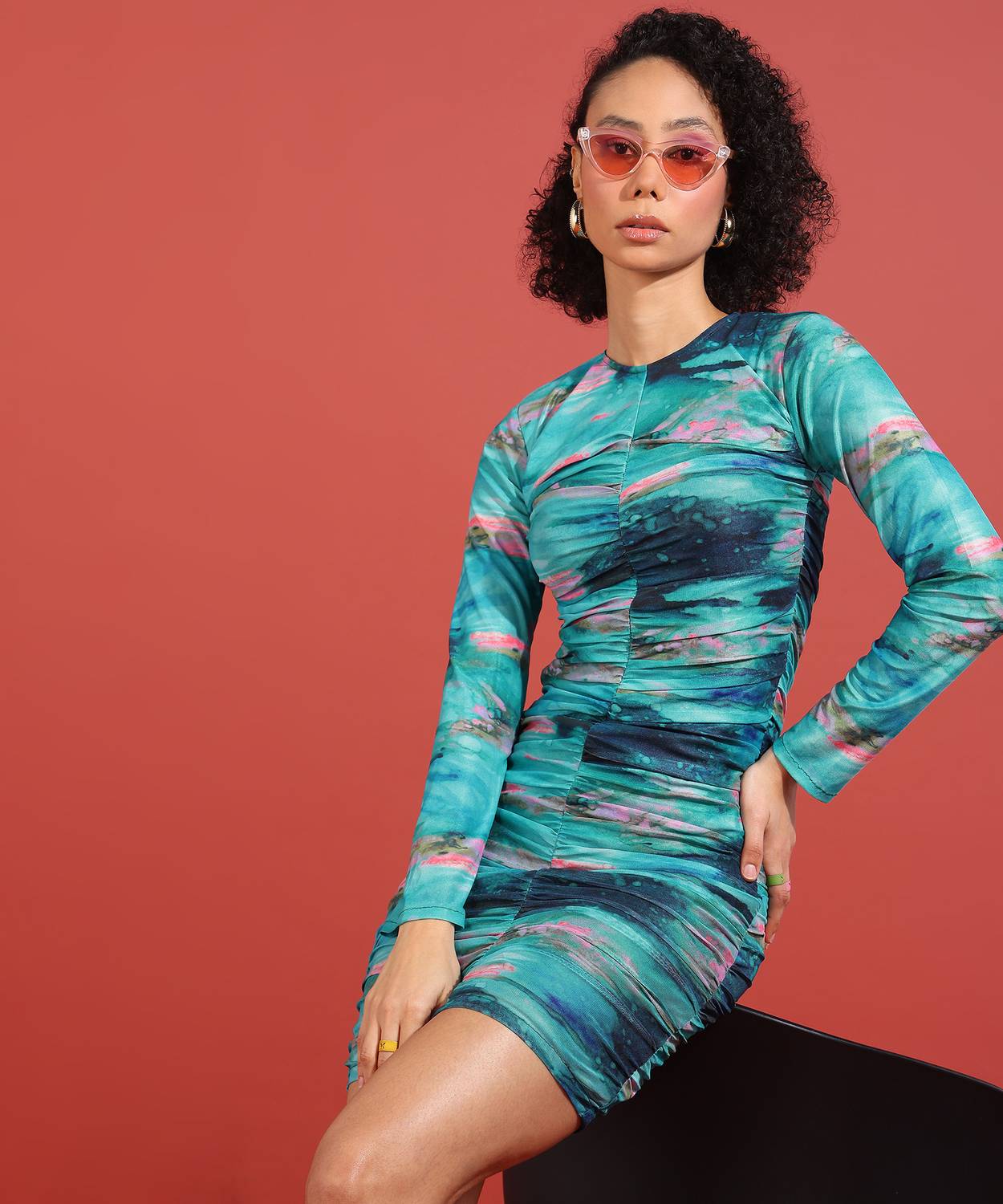 FashFun Women Bodycon Multicolor Above Knee/Mid Thigh Length Dress