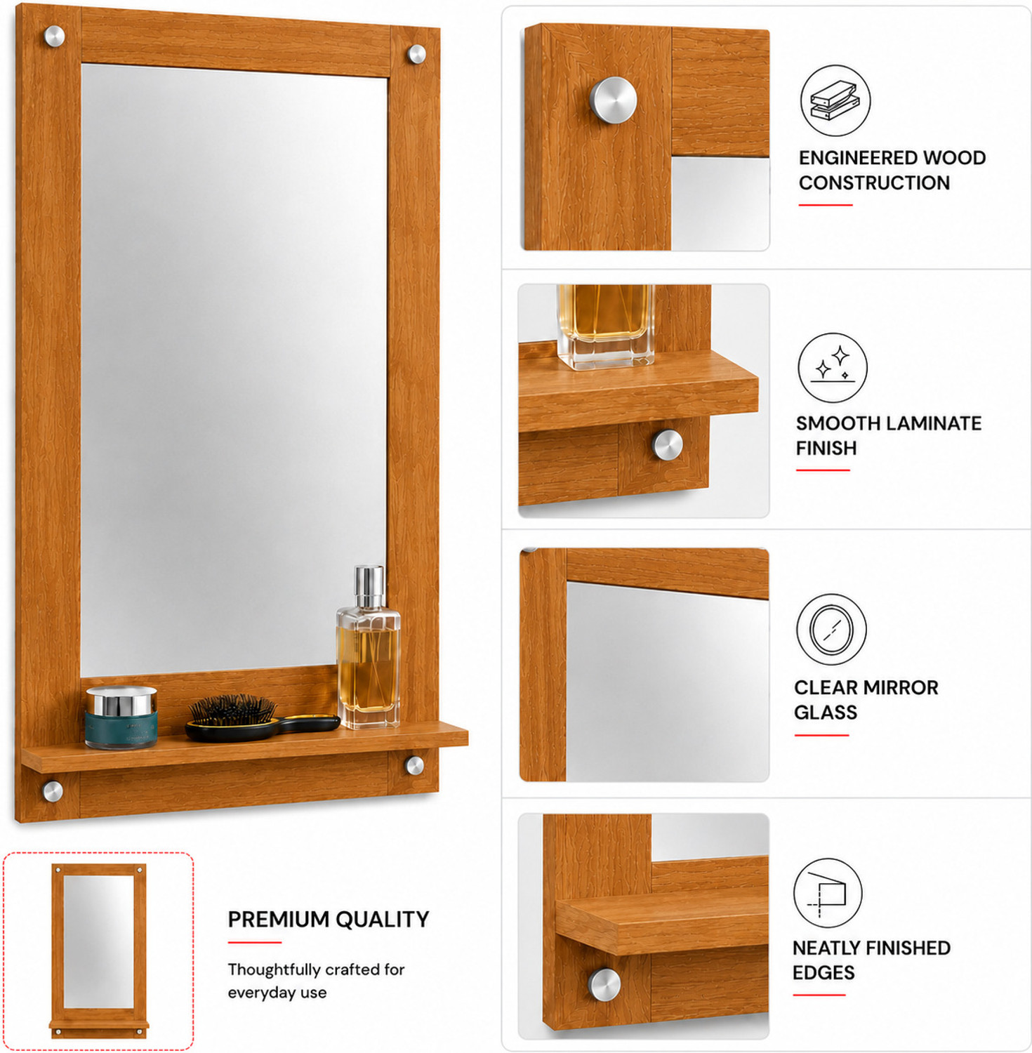 Image of Malbro Dressing Table for Bedroom Living Room - Matte Finish Engineered Wood Dressing Table