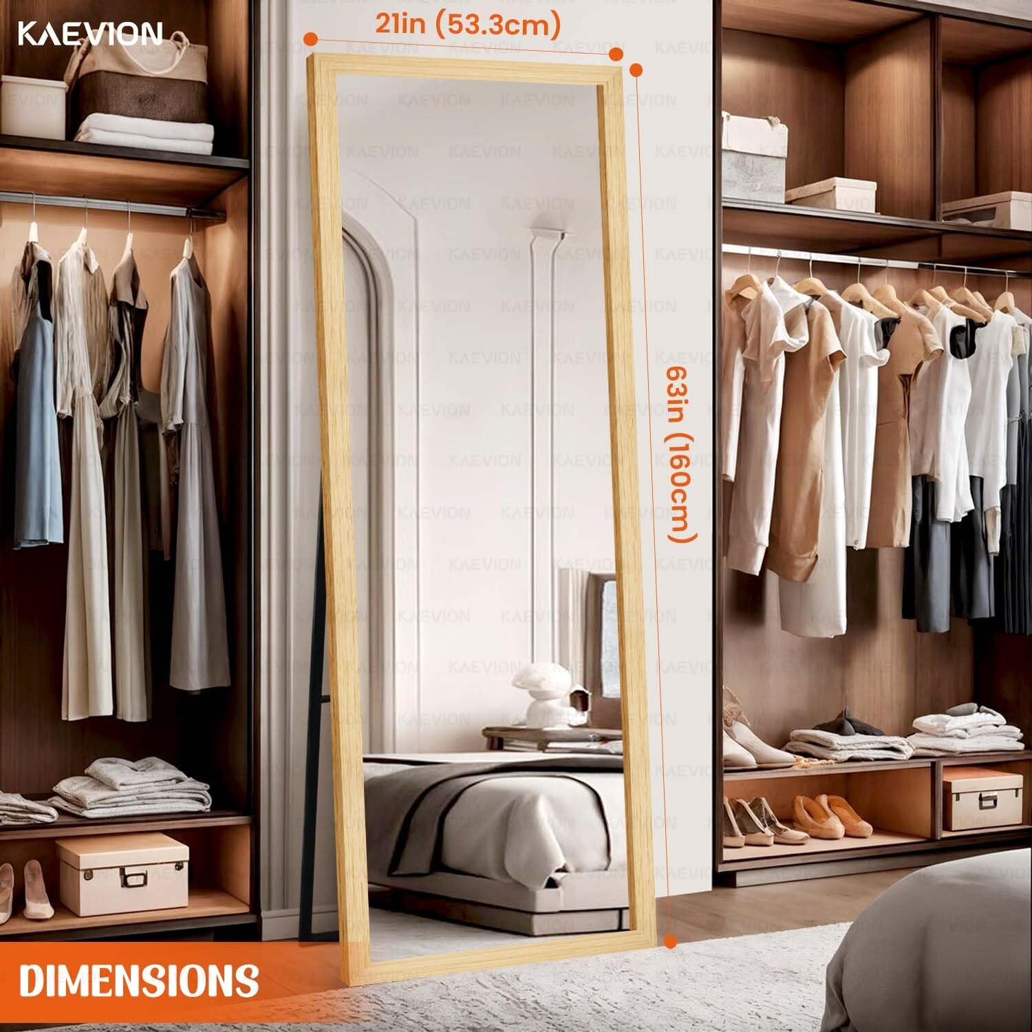 Image of kaevion Full Body Cheval Mirror, Floor Standing Mirror, Full Size Mirror- 5.25 Feet Glass Dressing Table