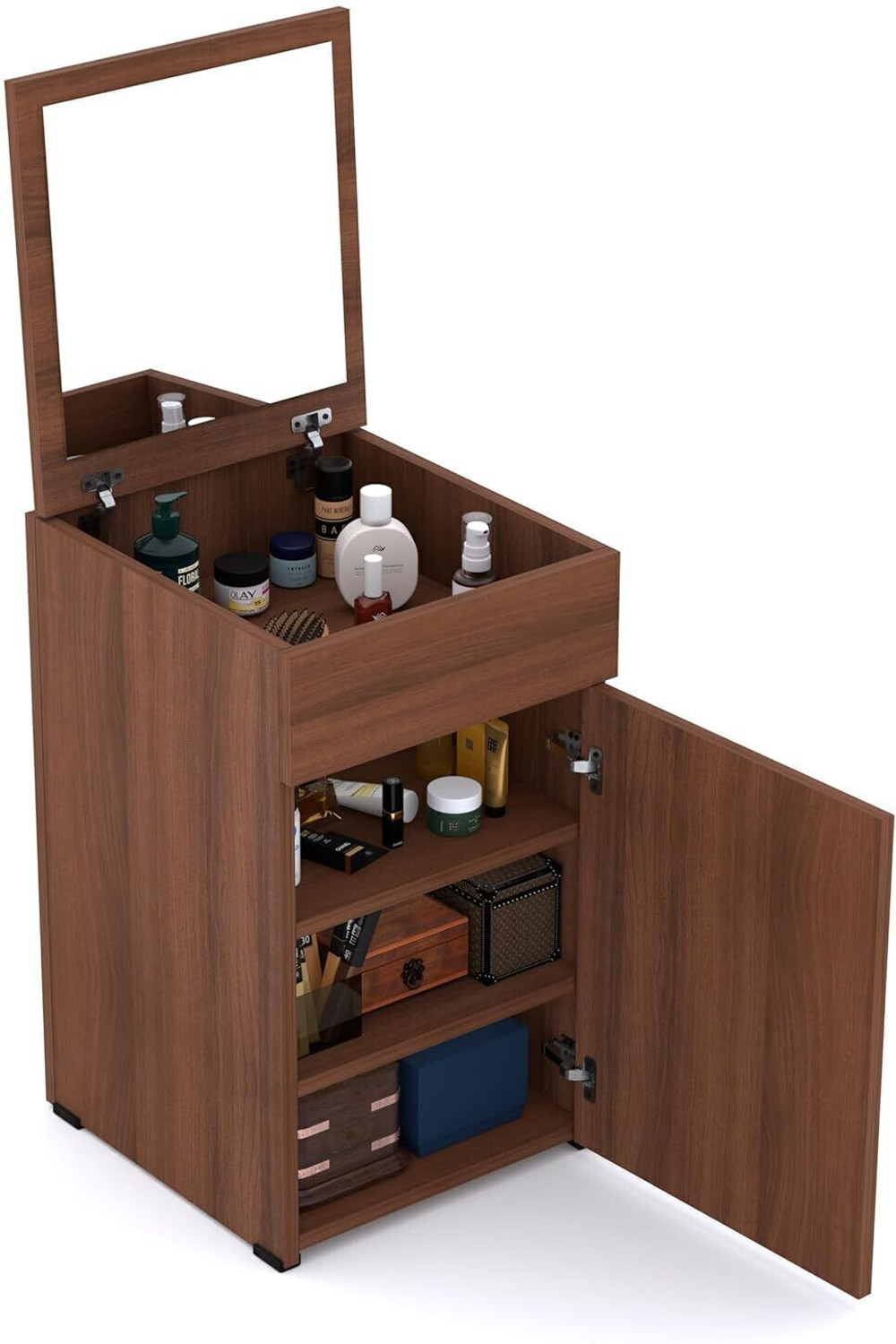 Image of Aspirata Furniture Dressing Table | with Mirror & Storage for Bedroom Engineered Wood Dressing Table