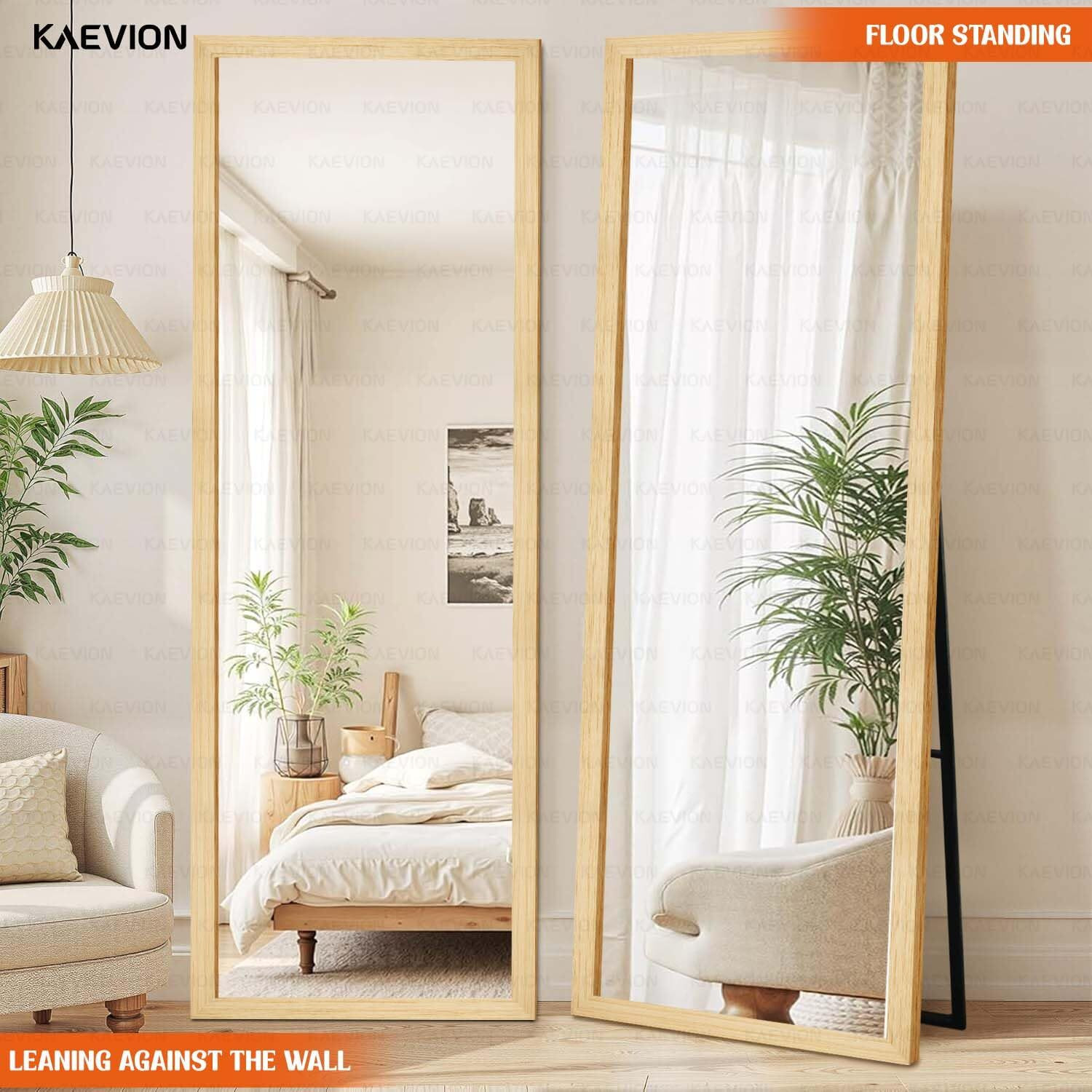 Image of kaevion Full Body Cheval Mirror, Floor Standing Mirror, Full Size Mirror- 5.25 Feet Glass Dressing Table