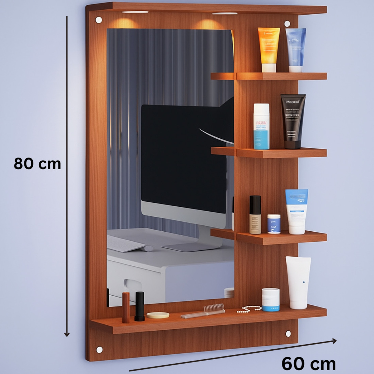 Image of DIY HOME LED Light Wall Dressing Mirror Engineered Wood Dressing Table
