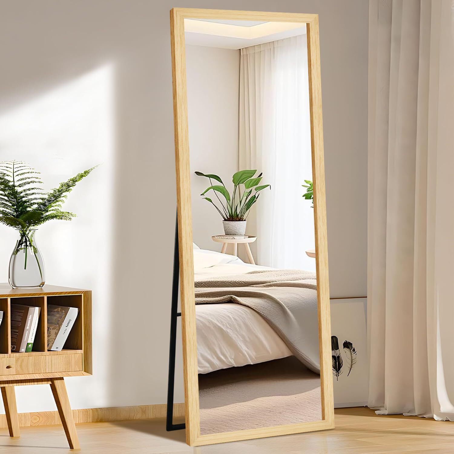 Image of kaevion Full Body Cheval Mirror, Floor Standing Mirror, Full Size Mirror- 5.25 Feet Glass Dressing Table