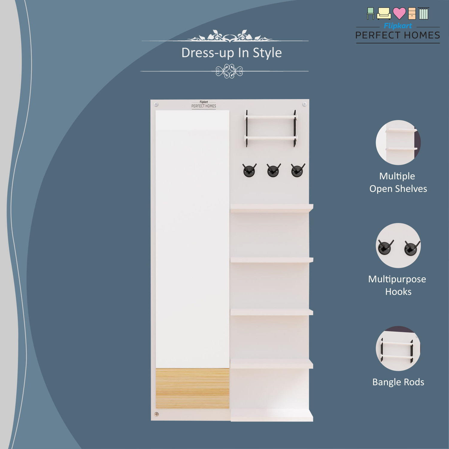 Image of Flipkart Perfect Homes Glory Engineered Wood Dressing Table