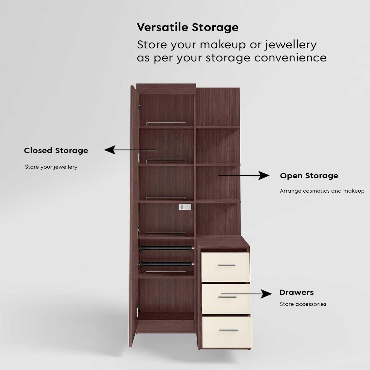 Image of Interio by Godrej Aero Engineered Wood Dressing Table (Finish Color -, Valigny Oak, Knock Down)