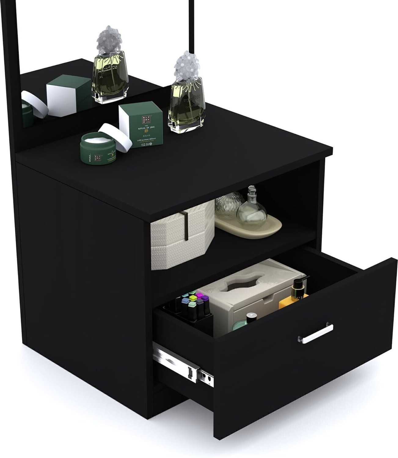 Image of Aspirata Furniture Dressing Table | with Mirror & Storage for Bedroom Engineered Wood Dressing Table
