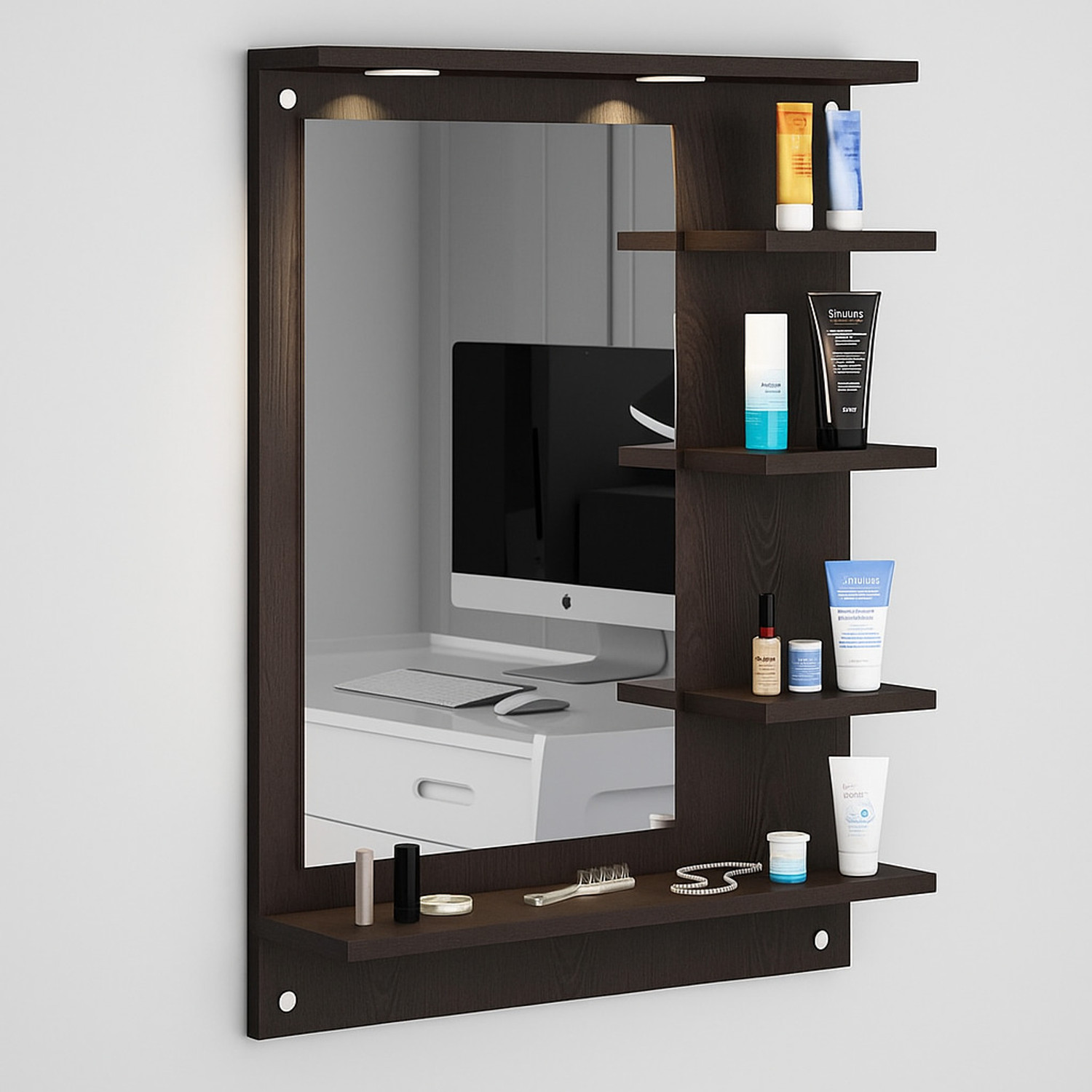 Image of DIY HOME LED Light Wall Dressing Mirror Engineered Wood Dressing Table