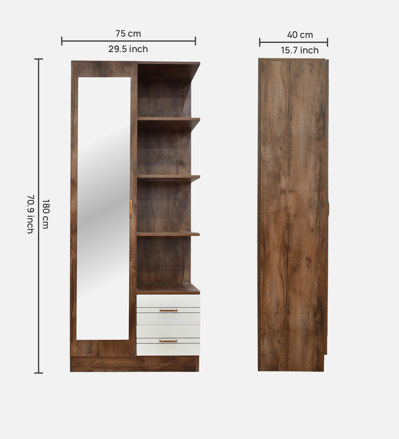 Image of Outkraft PORTLAND DRESSING UNIT L IN DUSKY BASALT WITH CERAMIC WHITE FINISH Engineered Wood Dressing Table