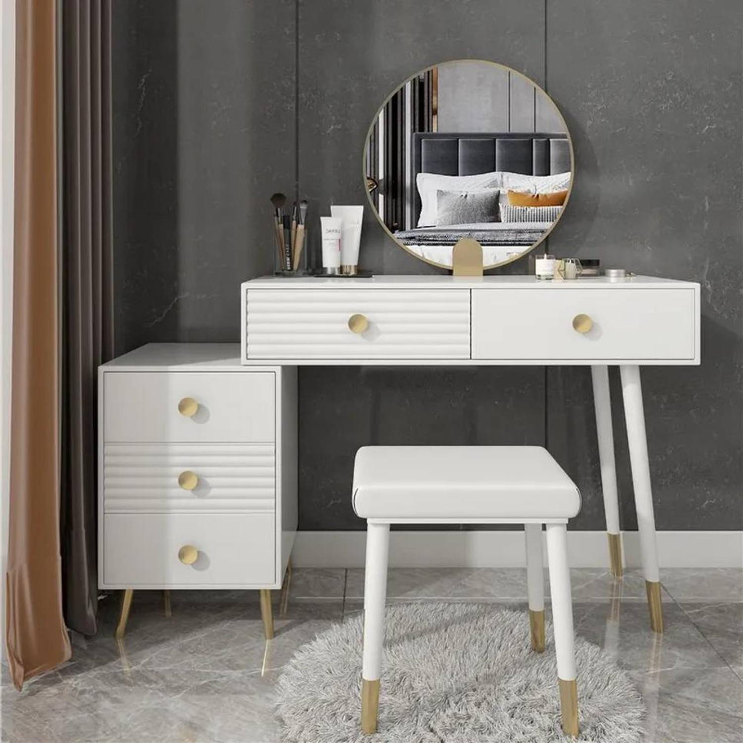 makeup desk floetta vanity set with stool and mirror