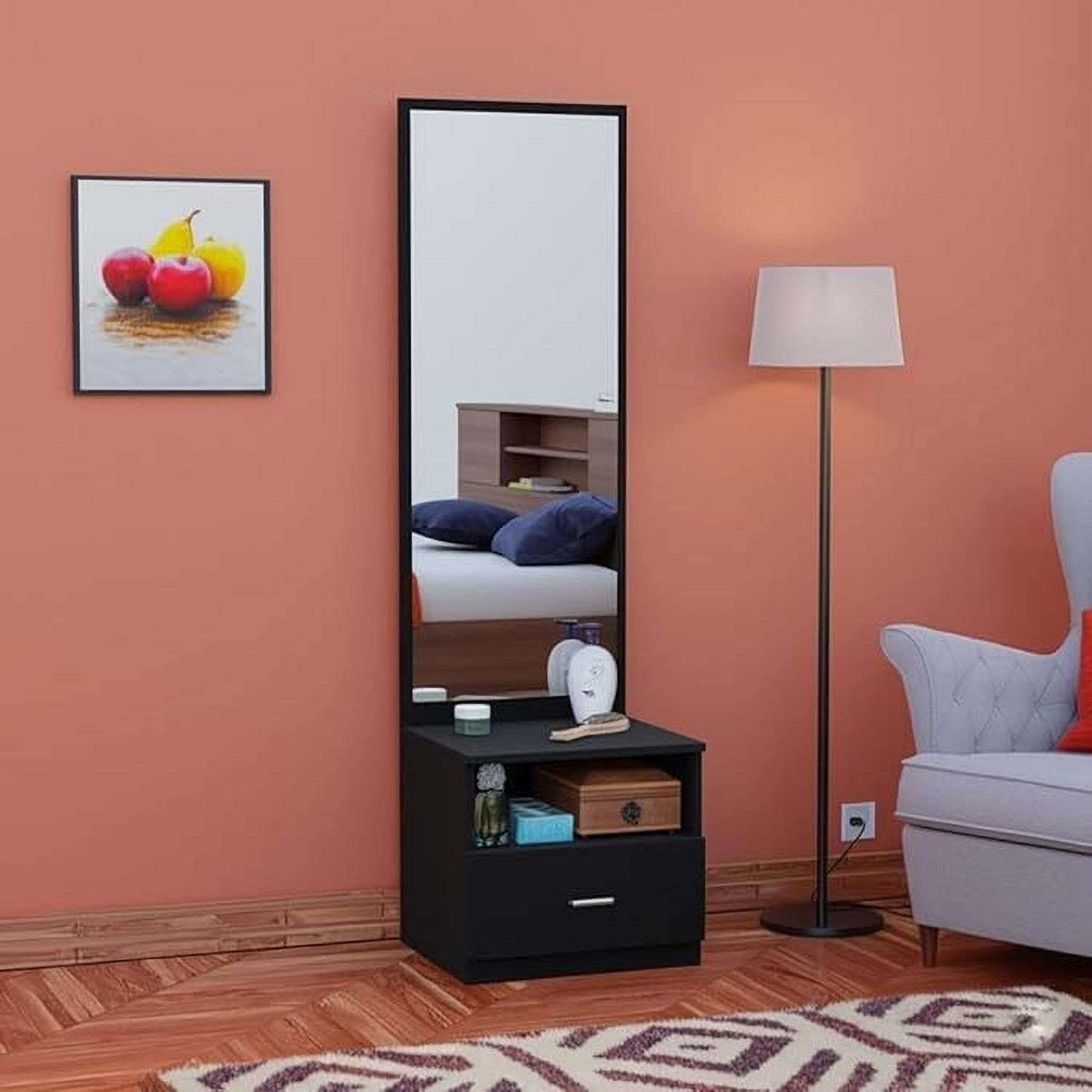 Image of Aspirata Furniture Dressing Table | with Mirror & Storage for Bedroom Engineered Wood Dressing Table