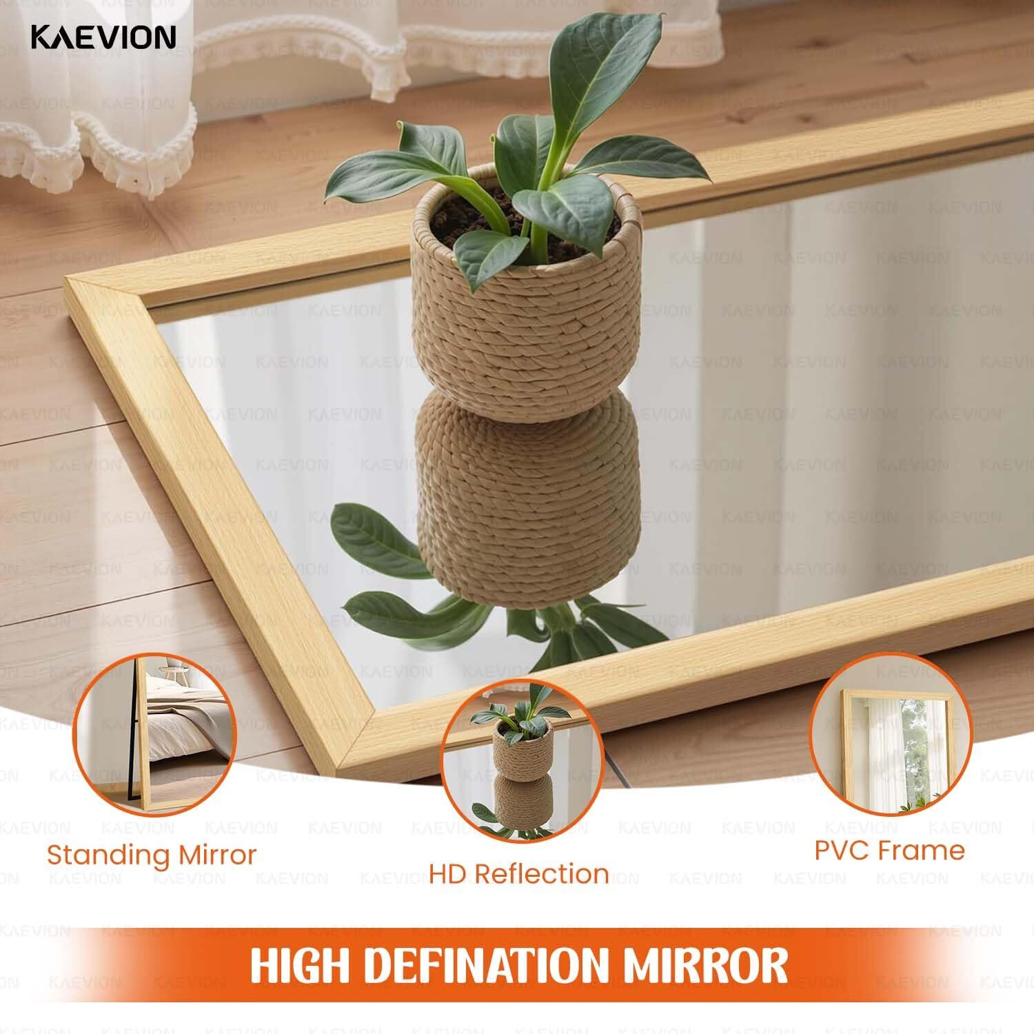 Image of kaevion Full Body Cheval Mirror, Floor Standing Mirror, Full Size Mirror- 5.25 Feet Glass Dressing Table