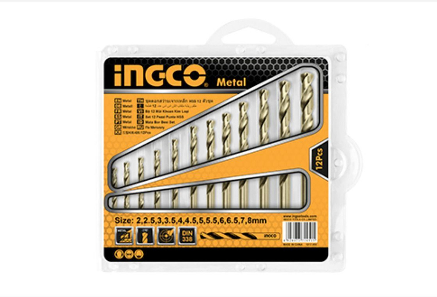 Image of INGCO 12pcs HSS Metal Drill Bit Set (2mm-8mm) | High Speed Steel Drill Bits AKDB1125