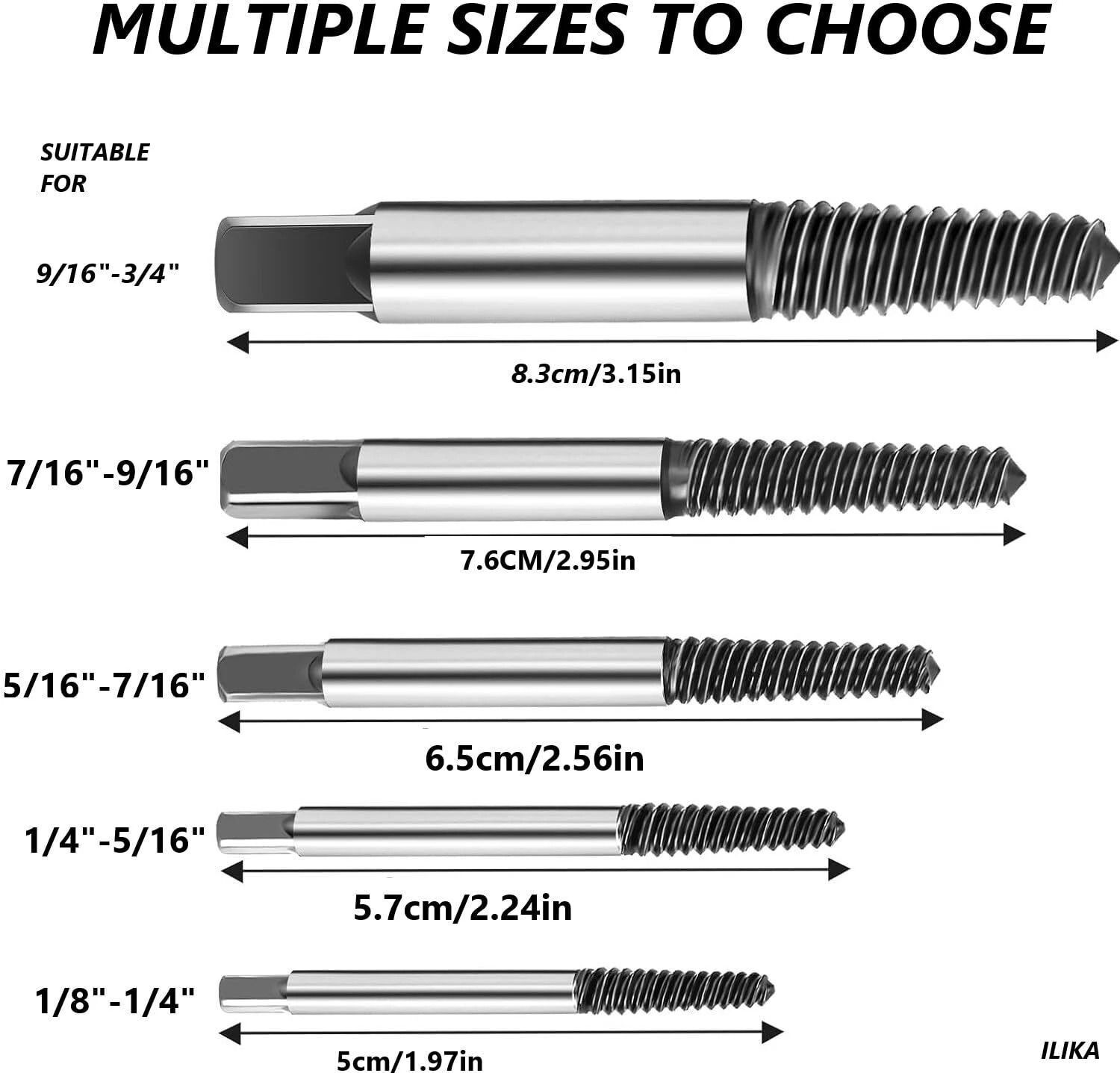 Image of ILIKA RUDA 5 PC 5Pcs Set Damaged Broken Screw Extractor Removal Tool for Bolts Auger Drill Bits Set
