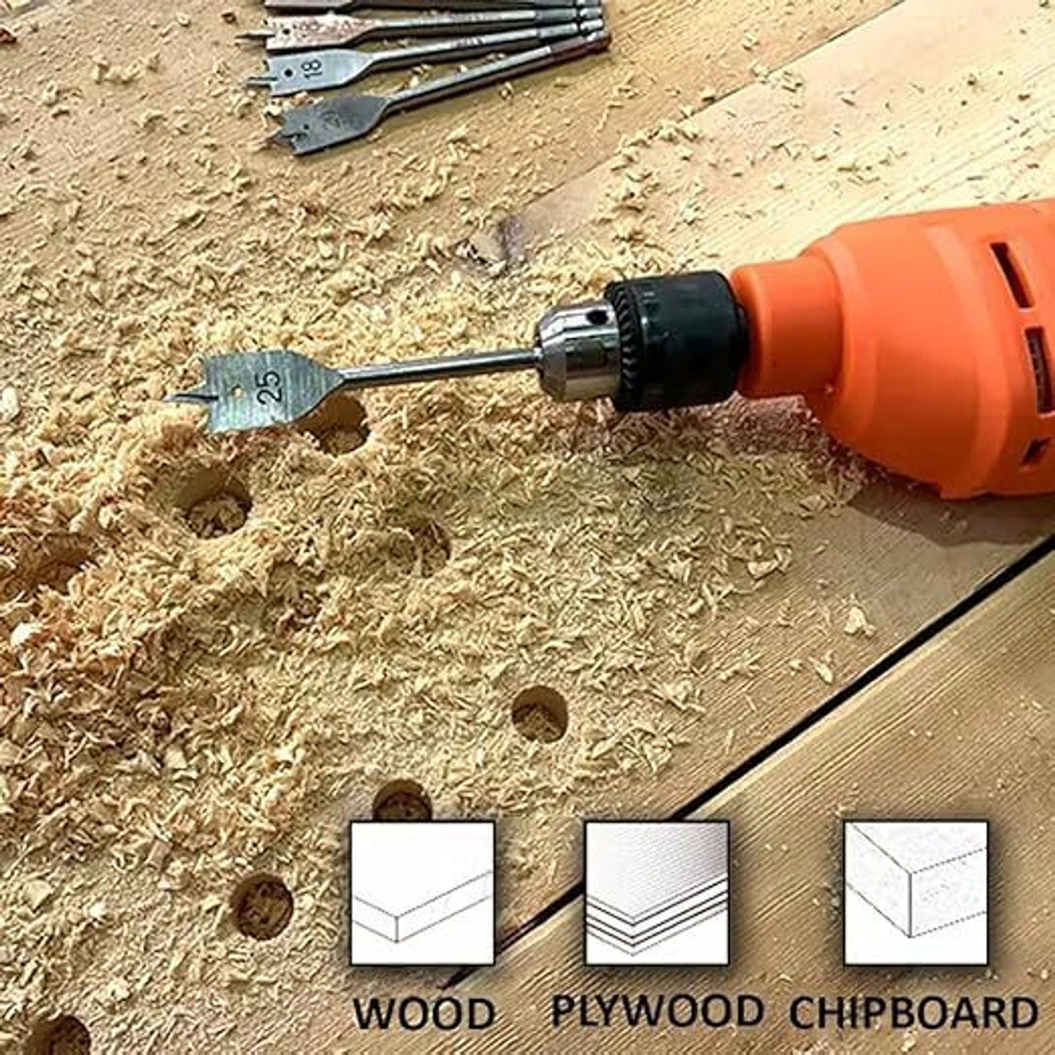 Image of RanPra 10MM DRILL MACHINE ( FORWARD & REVERSE FUNCTION ) WITH 6PCS FLAT WOOD DRILL BIT CF-366 10 MM DRILL MACHINE HEAVY DUTY Impact Driver