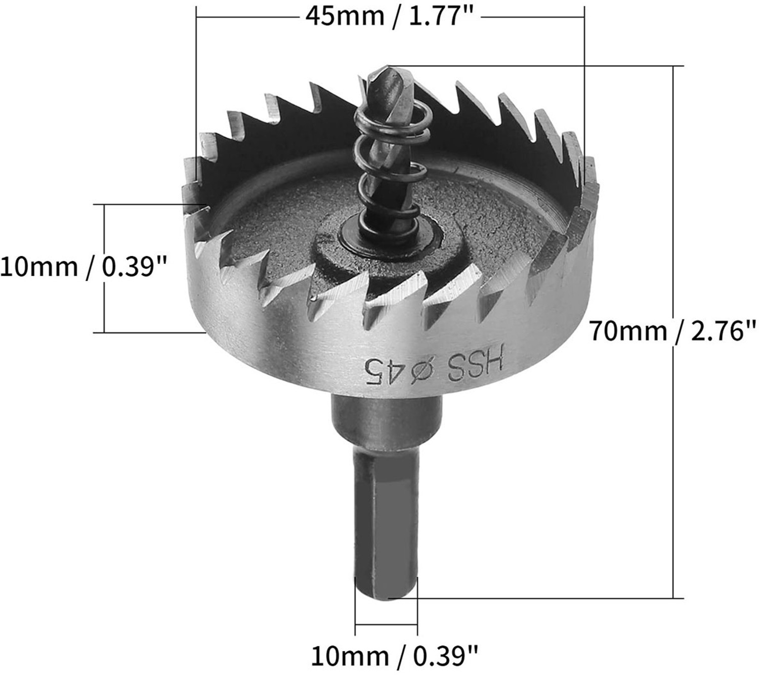 Image of uptodateprouducts 45mm Drill Machine HSS Drill Bit Hole Saw Metal Cutter Core Bit Stainless Steel Mild Steel, Cast Iron, M.S, Aluminium Etc | Suitable