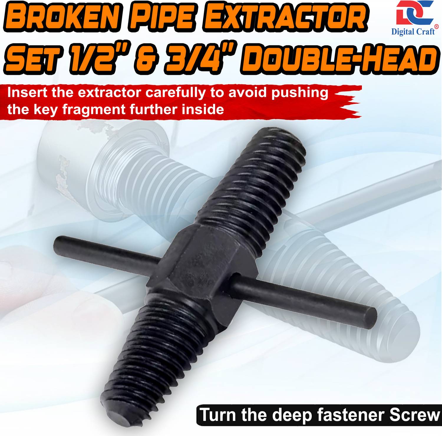 Pipe Threading Tool Set & Broken Bolt Extractor – Carbon Steel Internal/External Threader For 1/2, 3/4, 1" PVC/Plastic Pipes, Compatible With Electric Drills