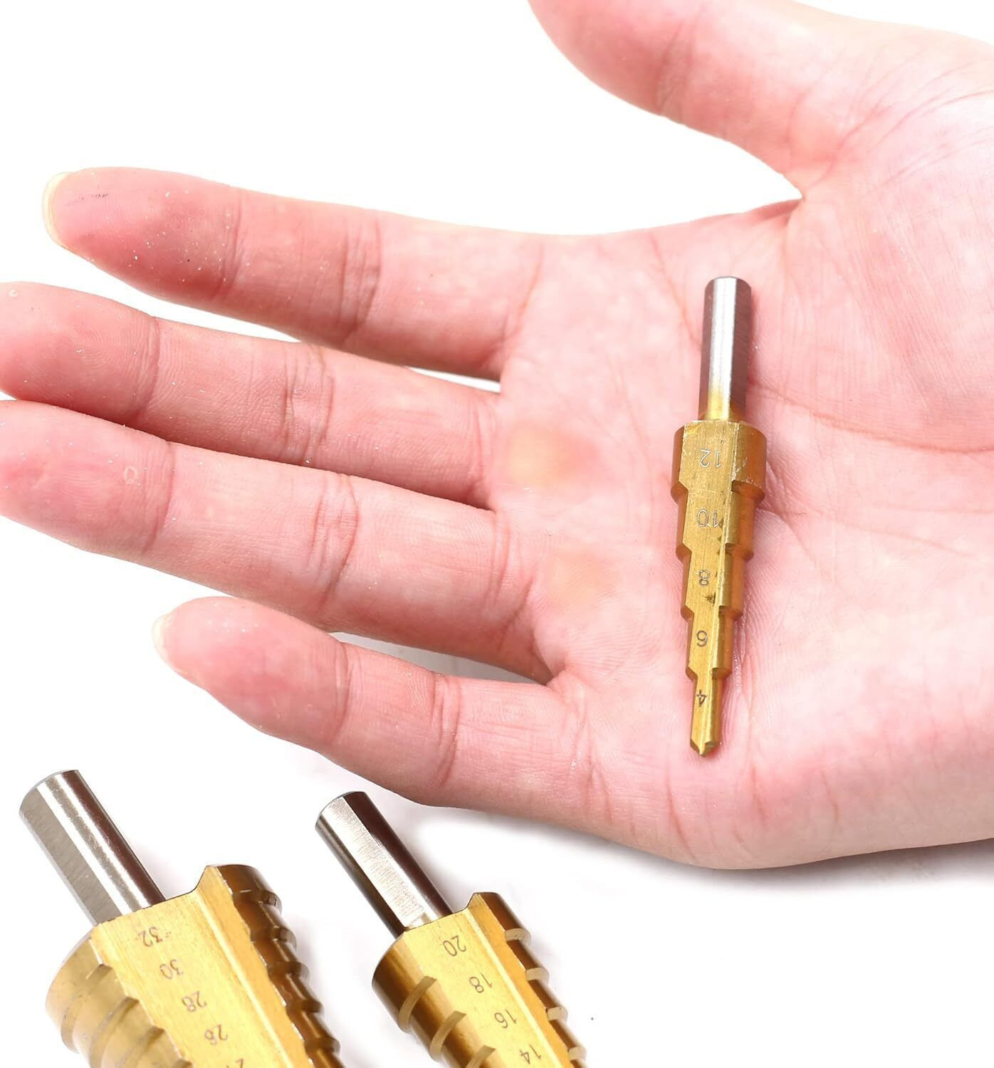 Image of Peacemakers 3 Pcs HSS Step Drill Bit High Speed Steel Titanium Coated Large Hole Step Bits for Metal Wood Plastic