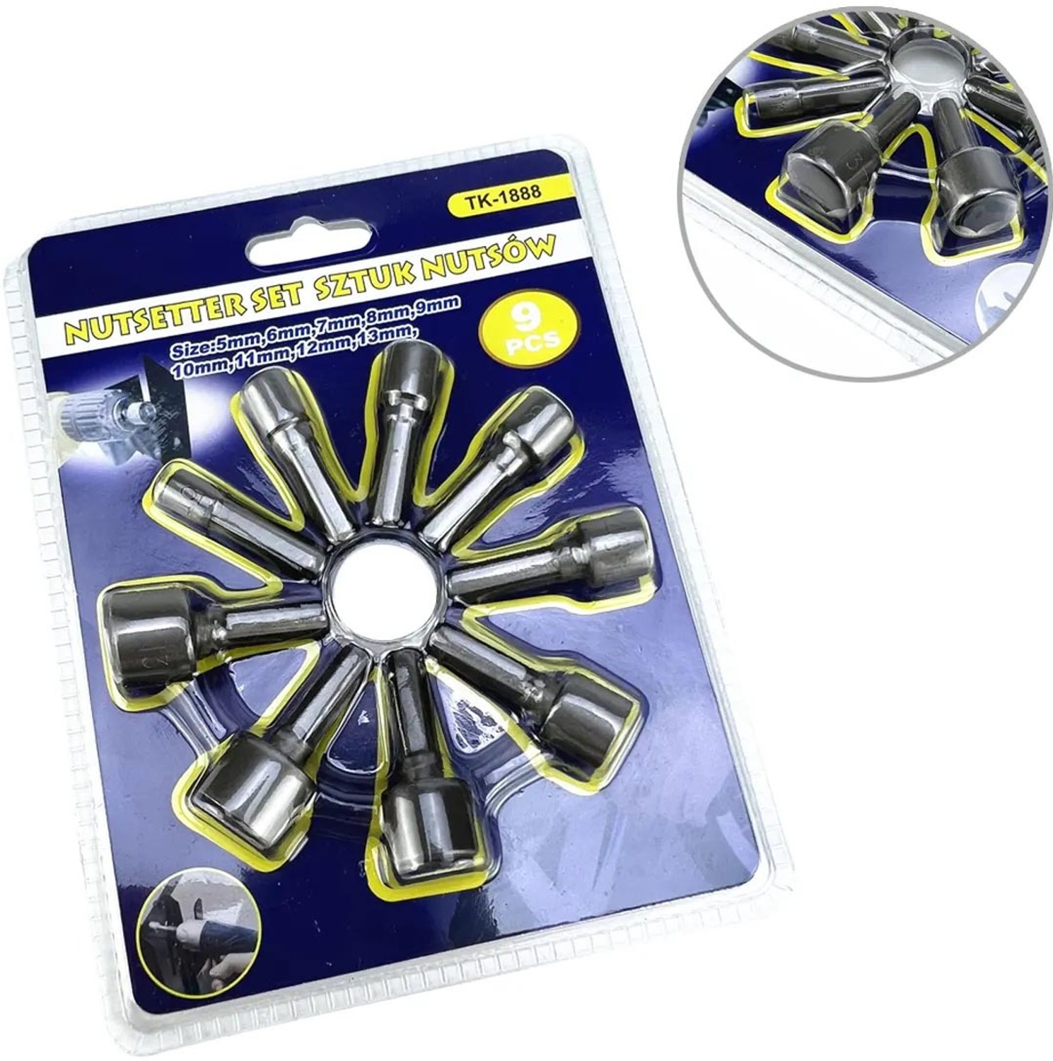 Image of PKT 9Pcs 5Mm~13Mm Professional Magnetic Nut Driver Bits Set Metric Socket 1 /4 inch Hex Shank Impact Drill Bit Adapter For Power Tools