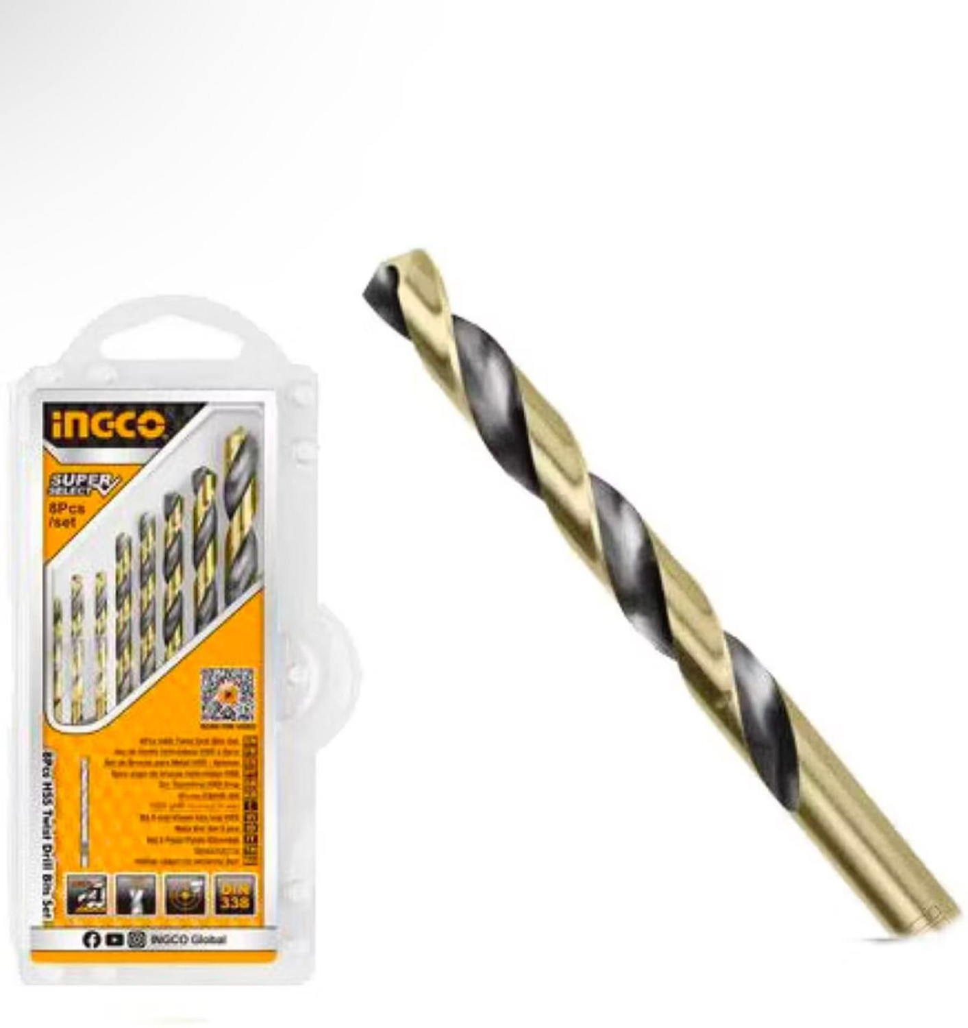Image of INGCO 8 Pcs Drill Bit Set For Multipurpose Use Ingco 8PCS HSS Twist Drill Bits Set
