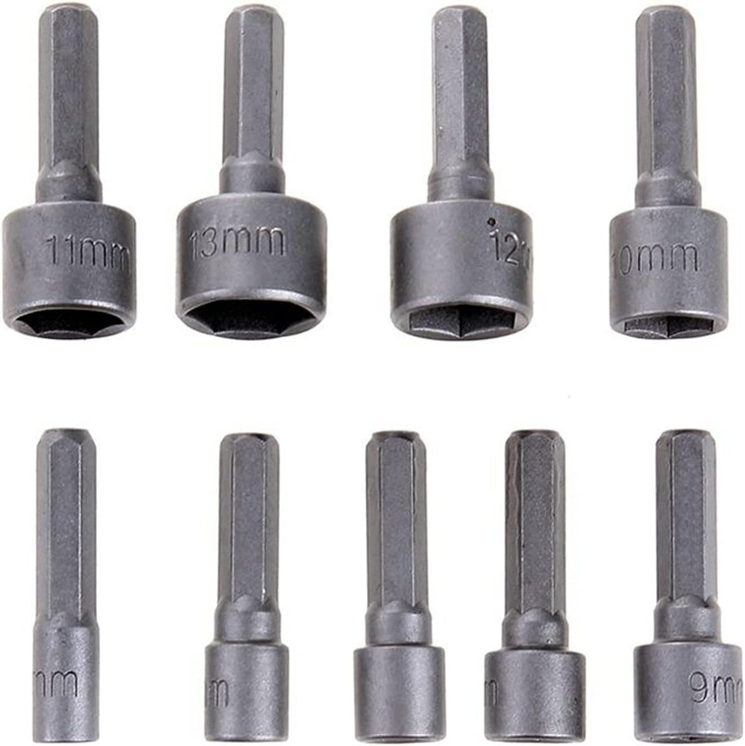 Image of PKT 9Pcs 5Mm~13Mm Professional Magnetic Nut Driver Bits Set Metric Socket 1 /4 inch Hex Shank Impact Drill Bit Adapter For Power Tools