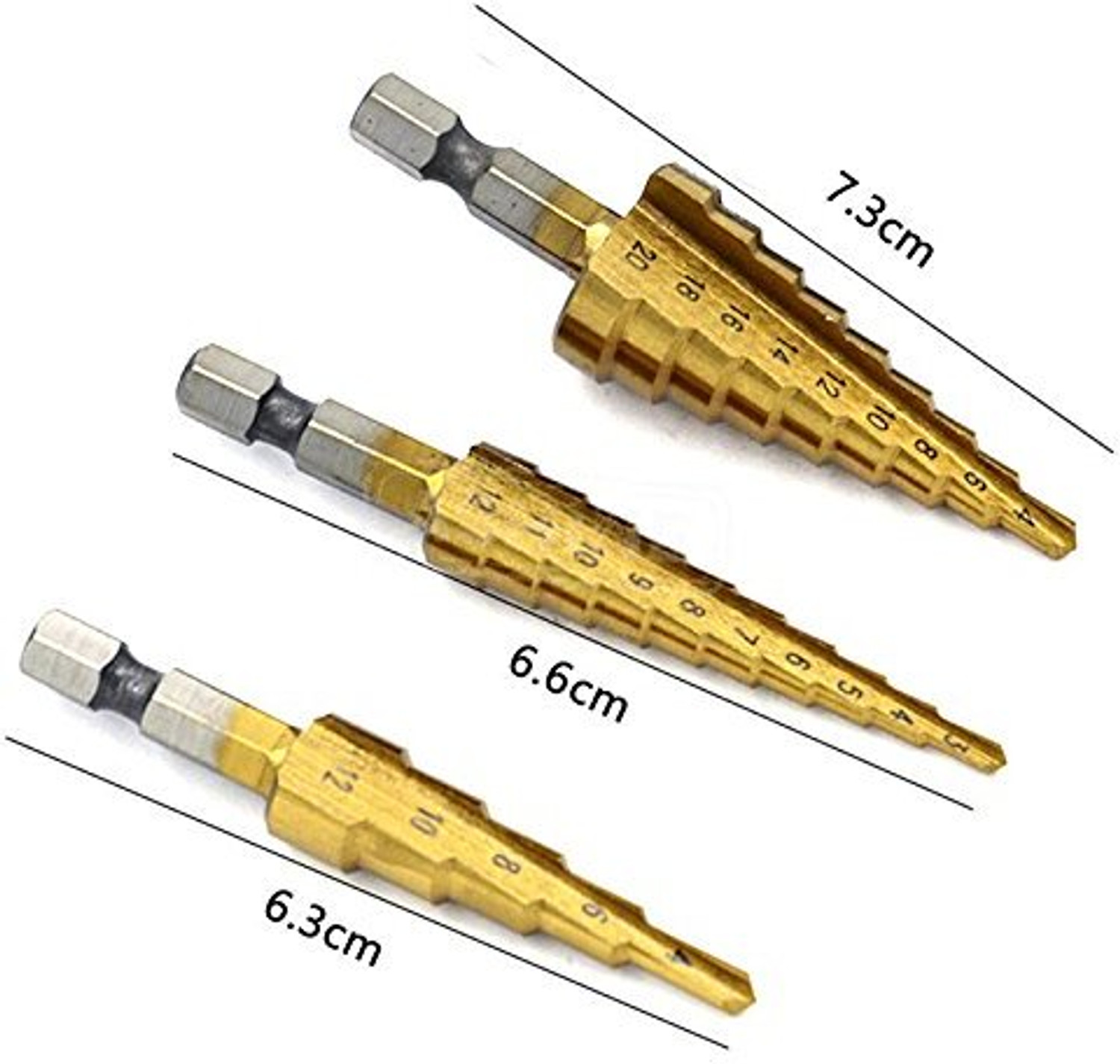 Image of PKT 3Pcs /lot HSS Steel Large Step Cone Titanium Coated Metal Drill Bit Cut Tool Set Hole Cutter 4-12 /20 /32mm