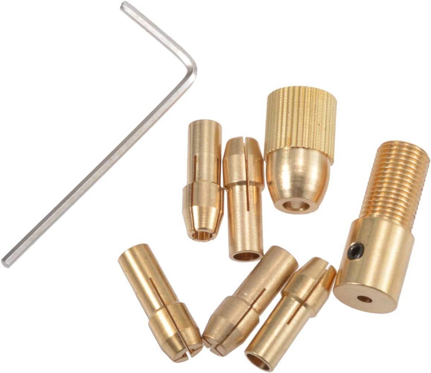 AASONS Brass 7pcs1.0-3.0mm Small Electric Drill Bit Collet set AASONS Brass 7pcs Collet Set 1.0-3.0mm with Allen Wrench 3.17mm