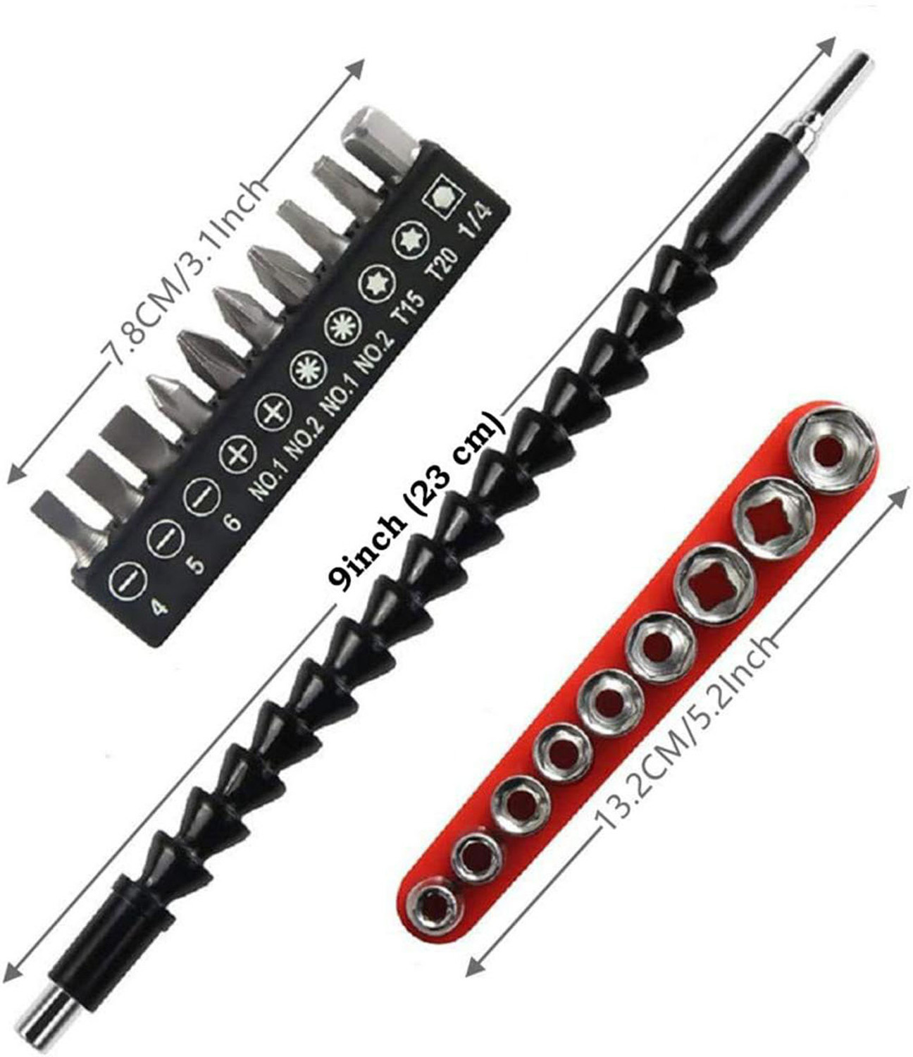 Image of Kiesh EBS05 Drill Bits Screwdriver Flexible Shaft Bit Set Extension Size-1 /4inch Screwdriver Bit Set of 21 Pcs Screwdriver Bit Set