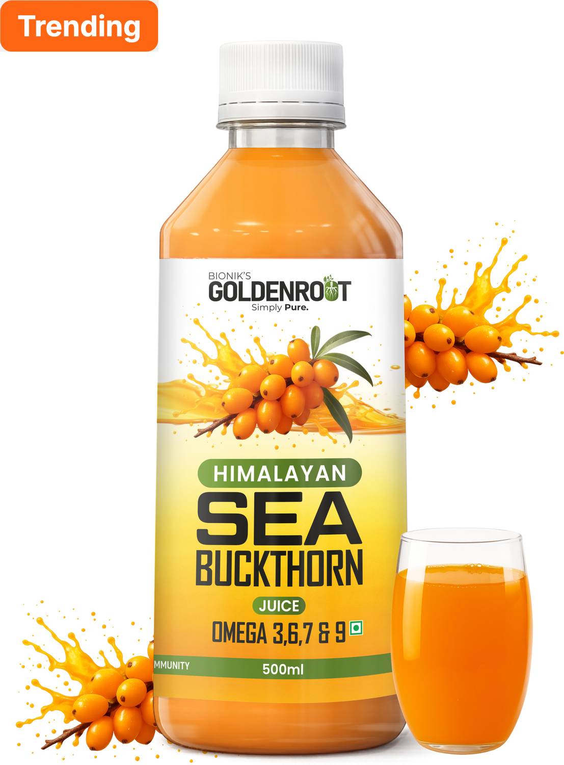BIONIK NUTRITION Himalayan Sea Buckthorn Juice | Omega 3, 6, 7 & 9 | Immunity, Skin, Heart