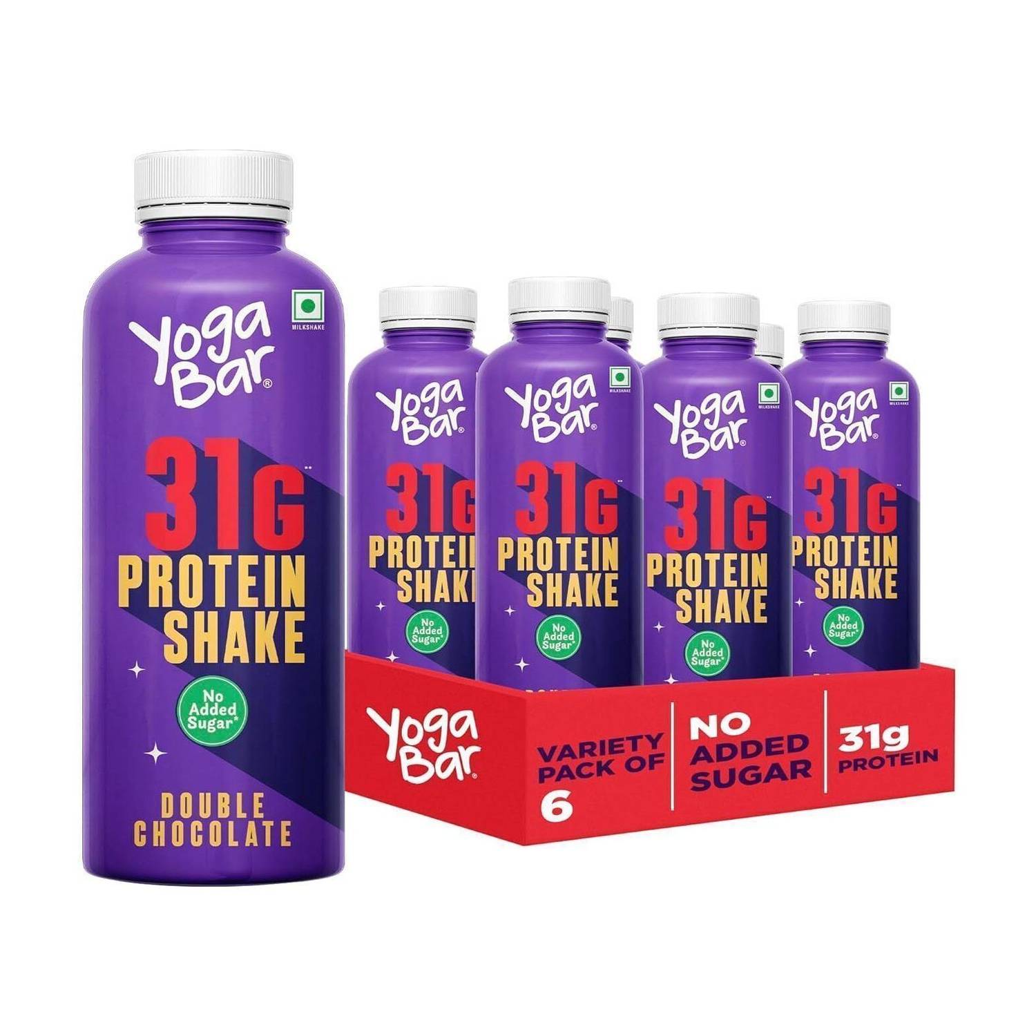 Yogabar 31g Protein Shake Double Chocolate 6 Bottles - Image 1
