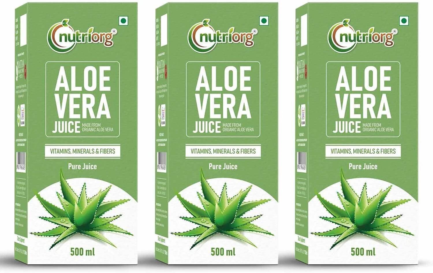 Nutriorg Aloe Vera Juice 500 ml (Pack of 3 Combo)