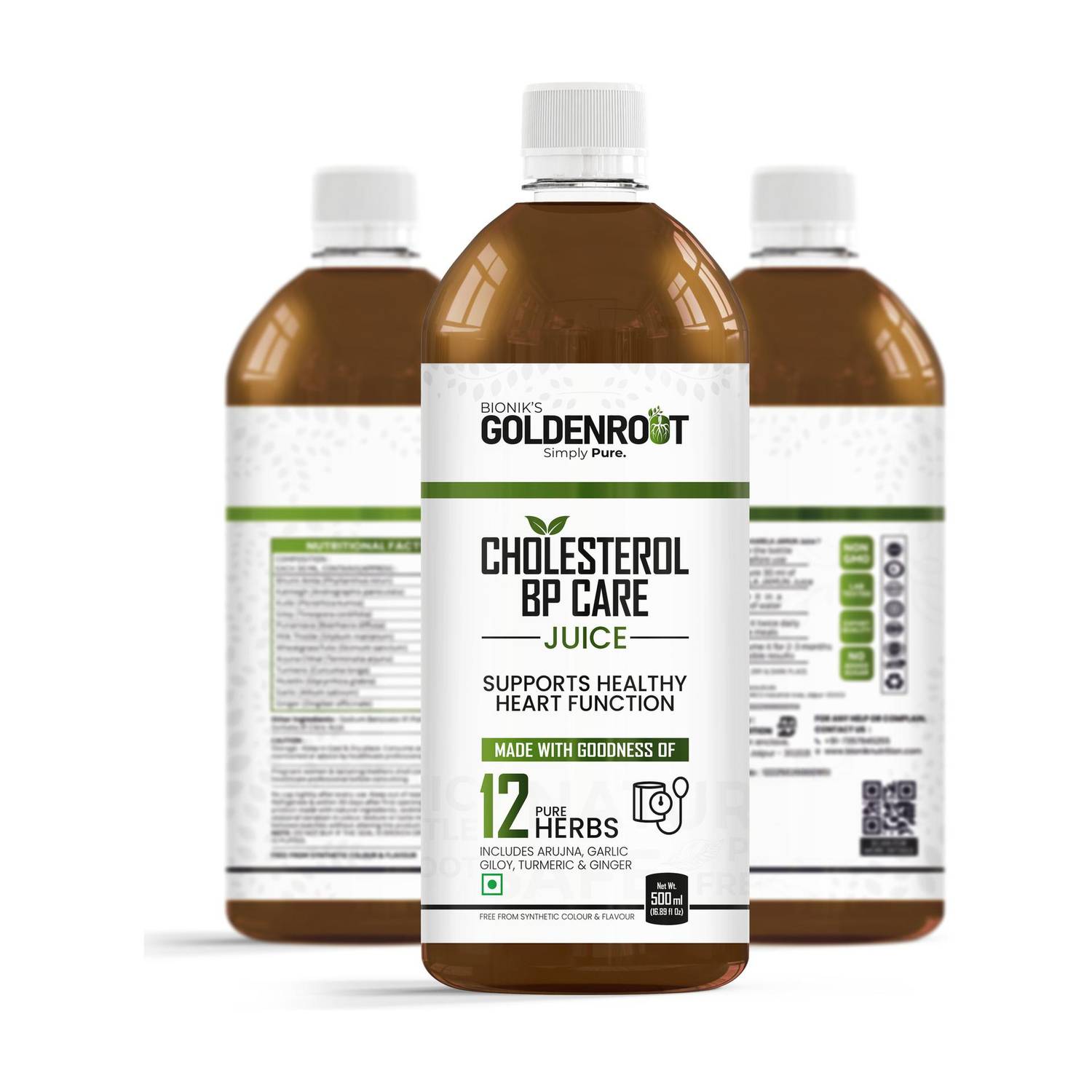BIONIK NUTRITION Cholesterol & BP Care Juice | Arjuna Garlic Amla | Heart & BP Support Formula