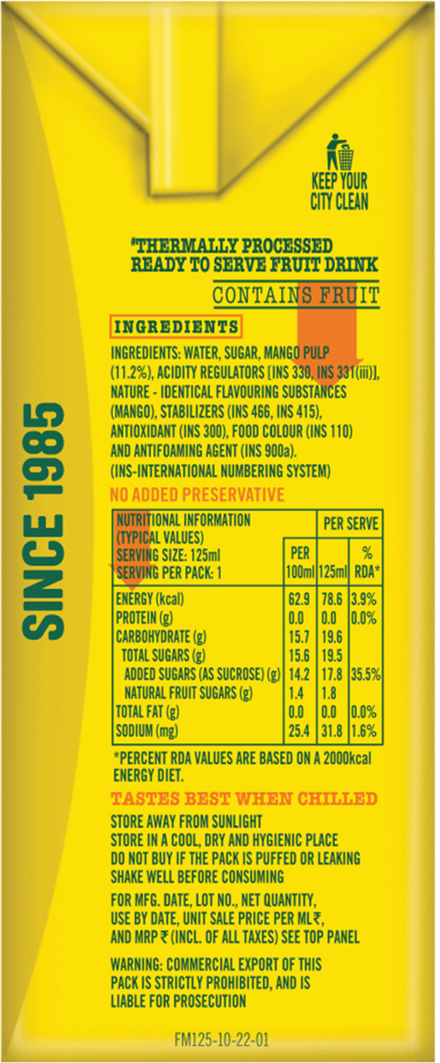Image of FROOTI Mango Drink