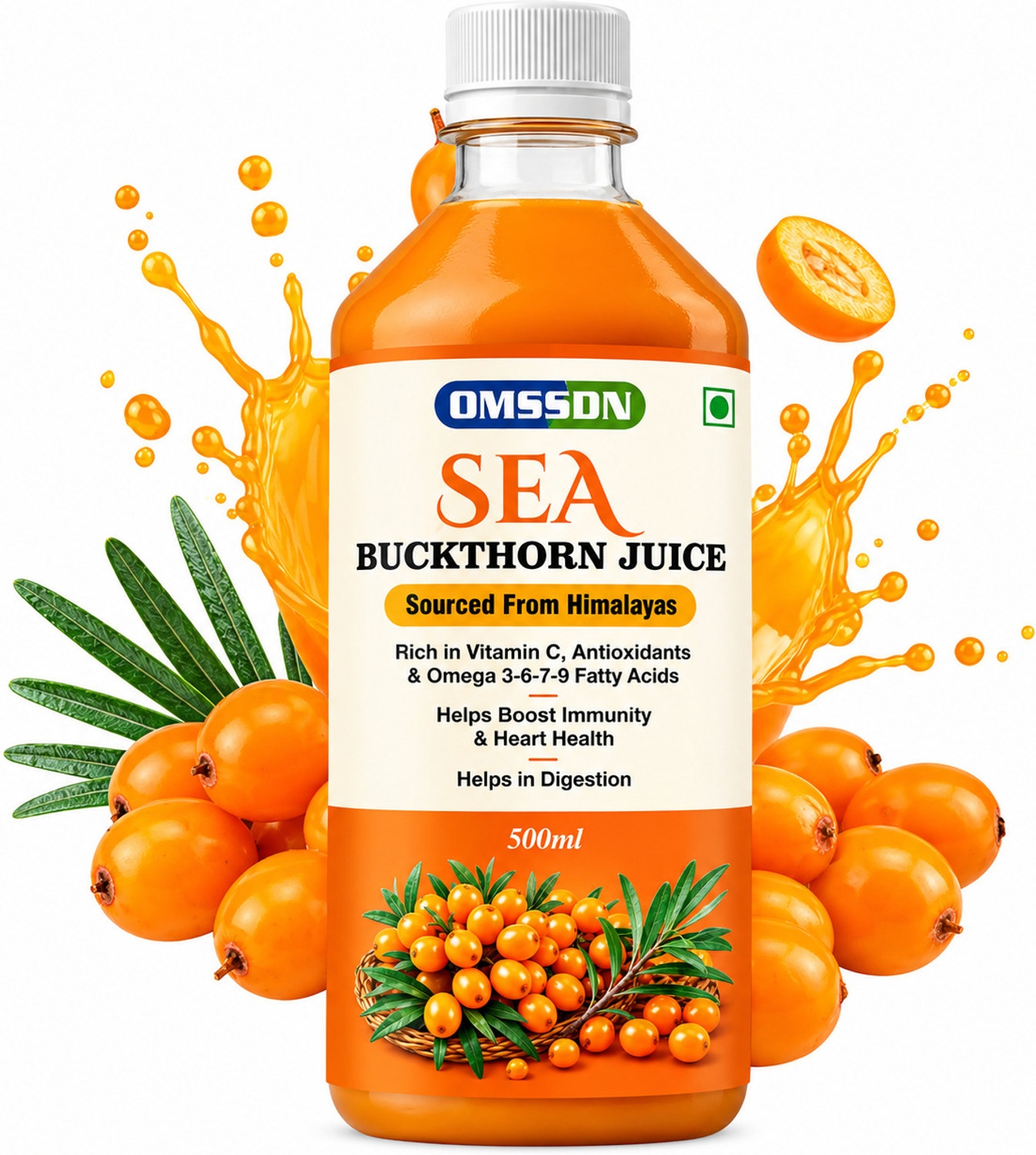 Image of OMSSDN Himalayan Sea Buckthorn Drink Juice for Boost Immunity & Healthy Heart