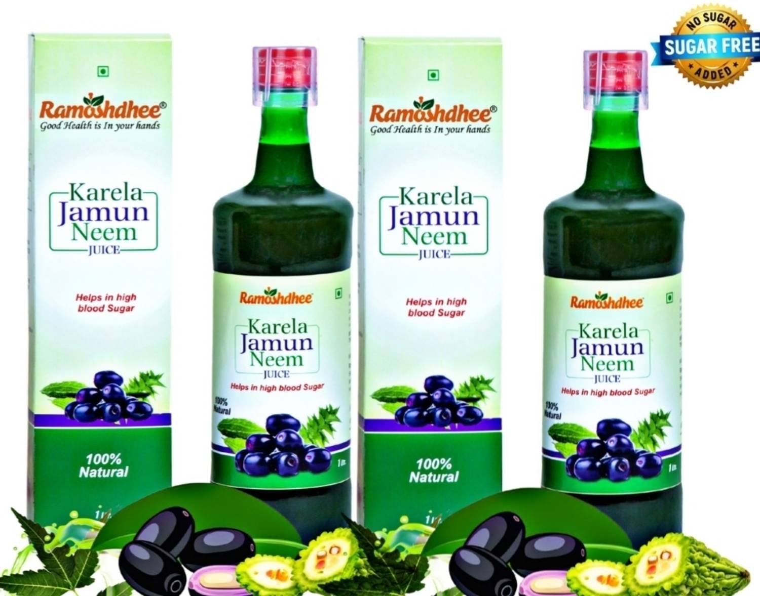 Ramoshdhee Organic Karela Jamun Neem Juice Helps Lower Bad Chol