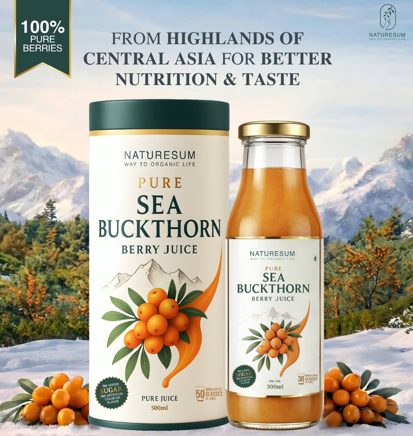 NATURESUM Sea Buckthorn Juice, 500ml - Image 3