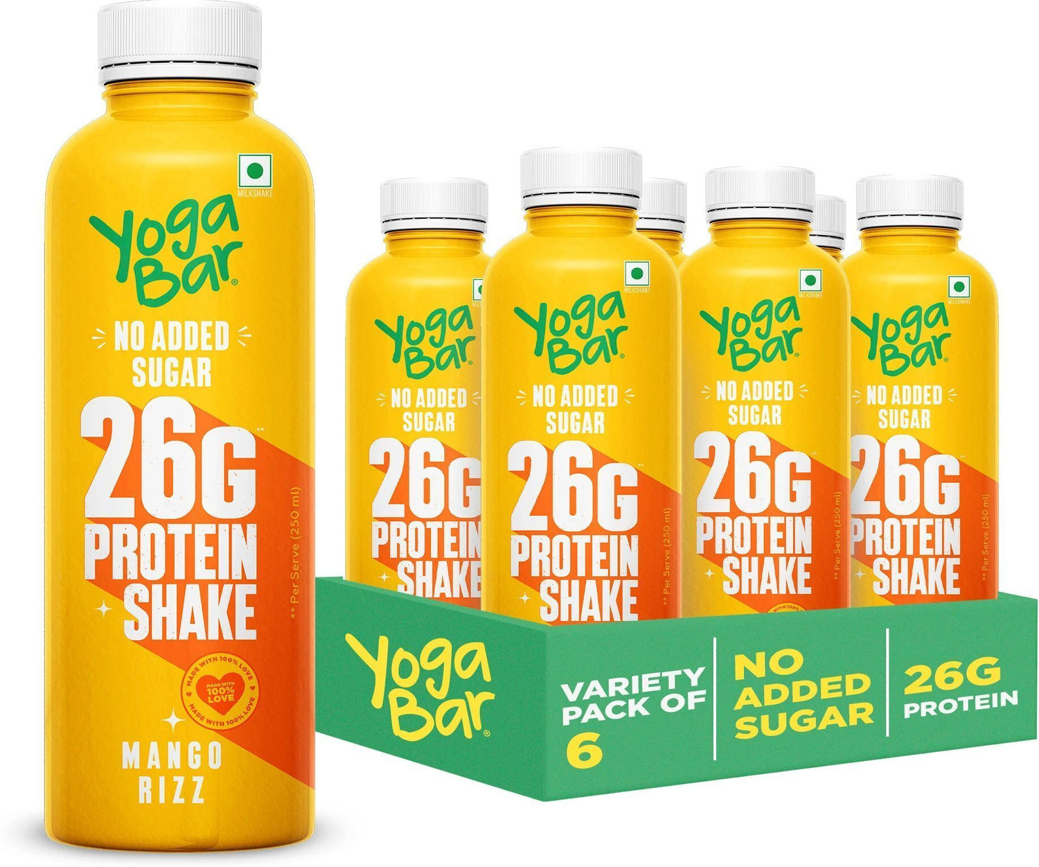 Image of Yogabar Protein Shake rich with 26g Protein in Mango Rizz Flavour Sports Drink