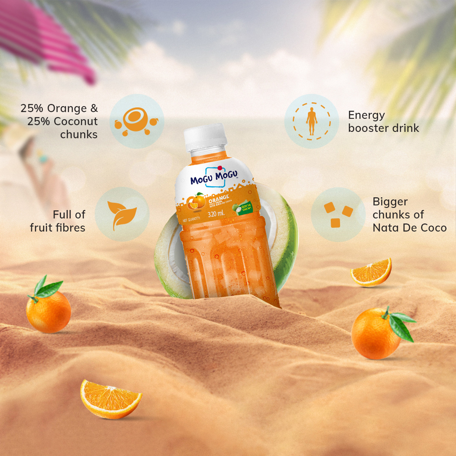 Image of Mogu Mogu Orange Juice with Nata de Coco