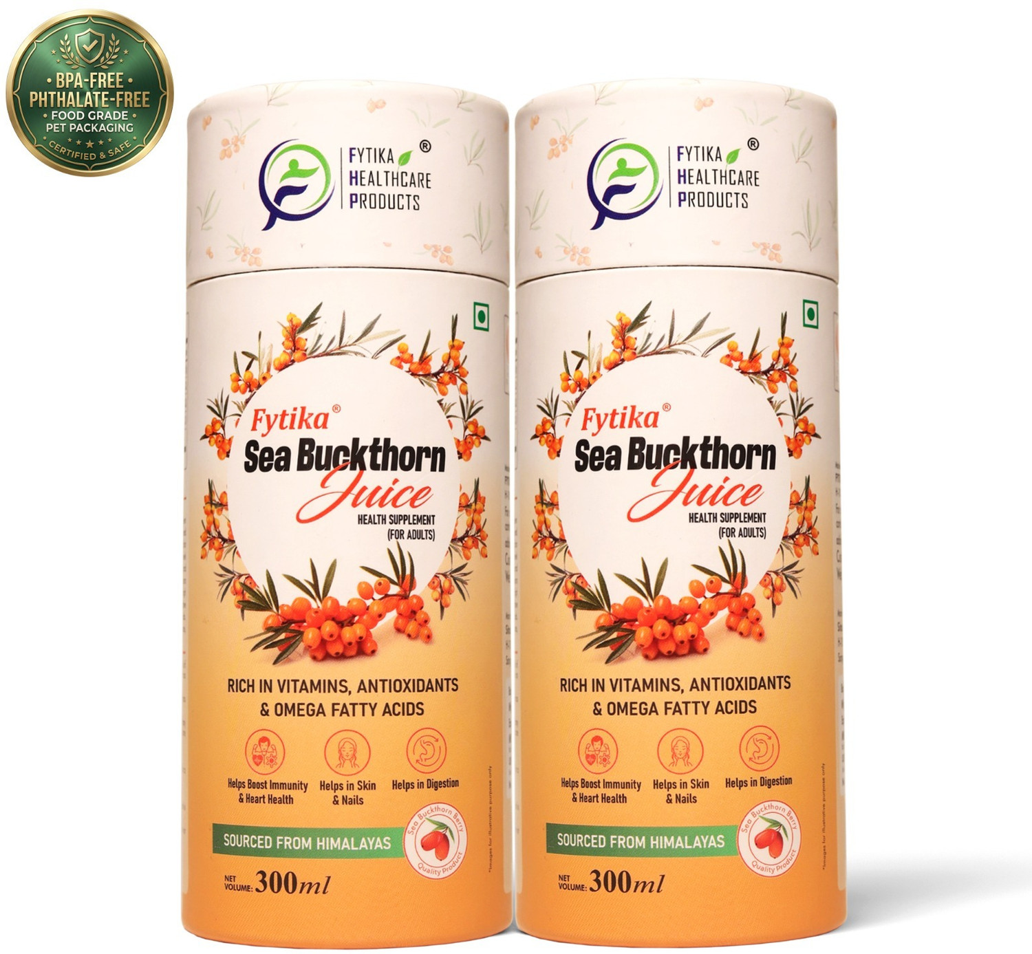 Image of FYTIKA Sea Buckthorn Juice | Pulp Concentrate, For Men & Women | 600 ml