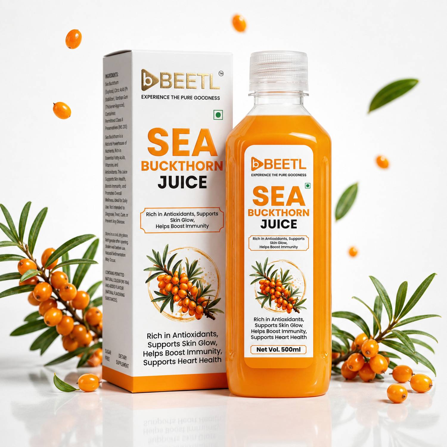 BEETL Sea Buckthorn Juice 500ml | Immunity Booster Antioxidant Vitamin C Health Drink
