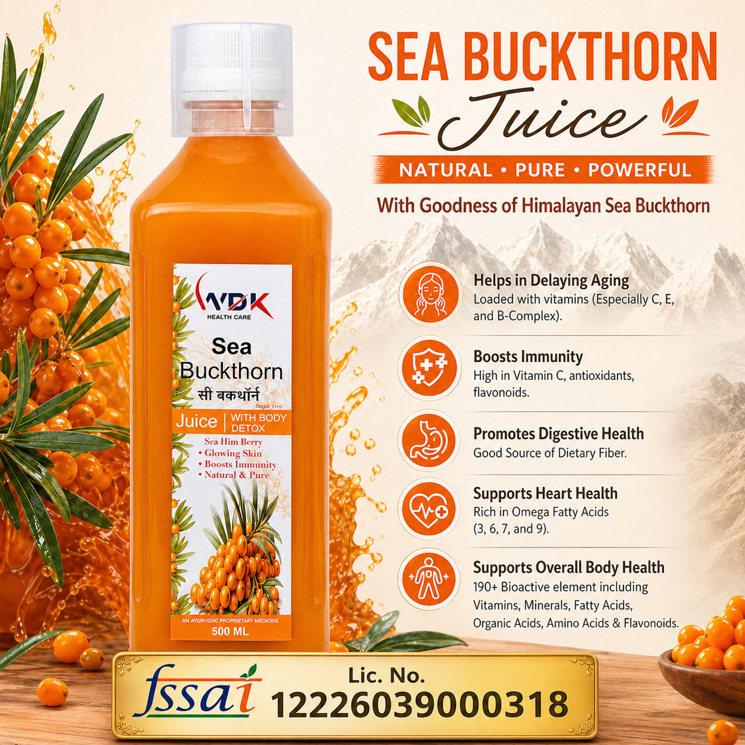 Image of WDK Premium Sea Buckthorn Natural Berry Gold Reserve Signature Edition